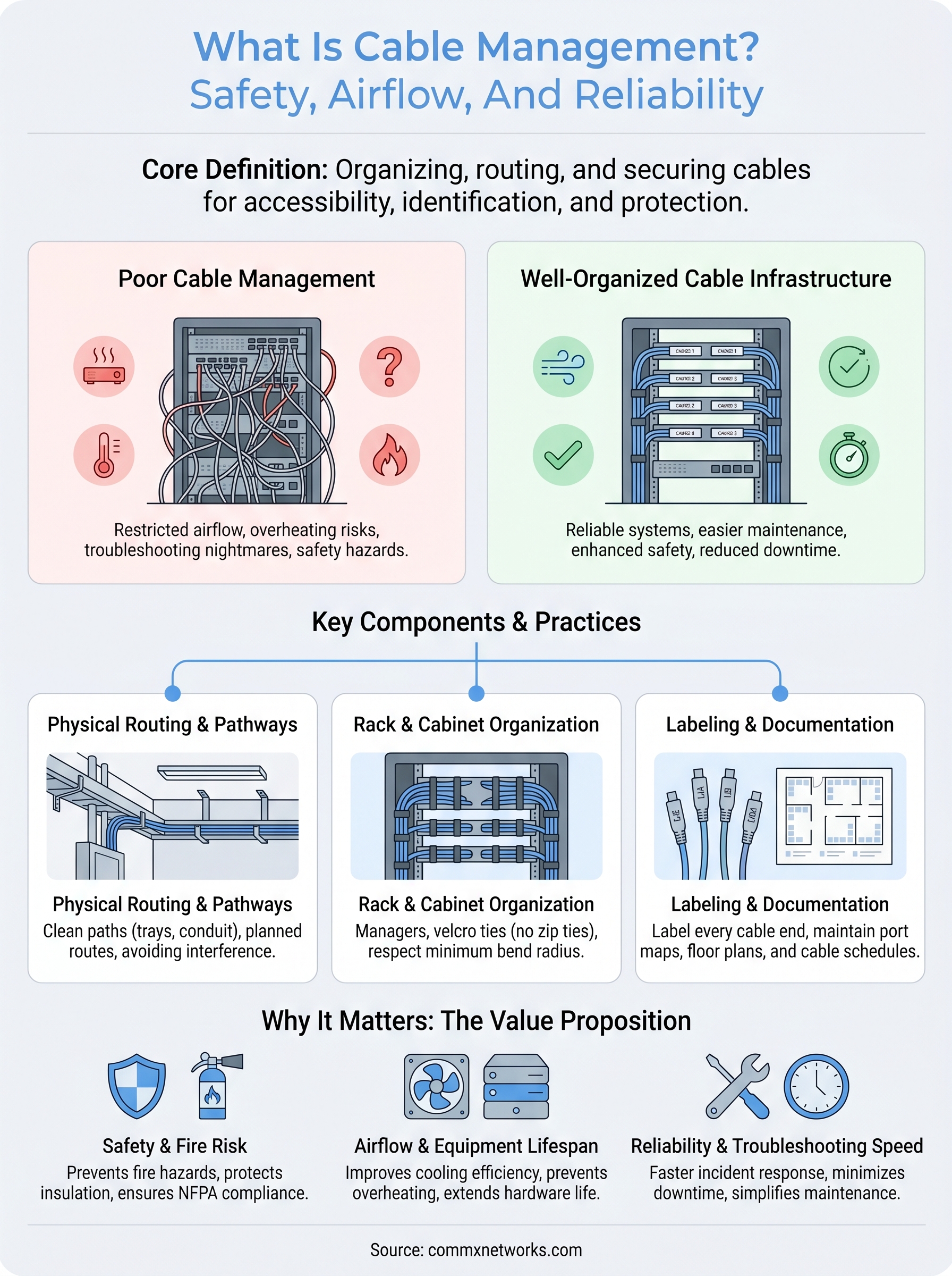What Is Cable Management? Safety, Airflow & Reliability