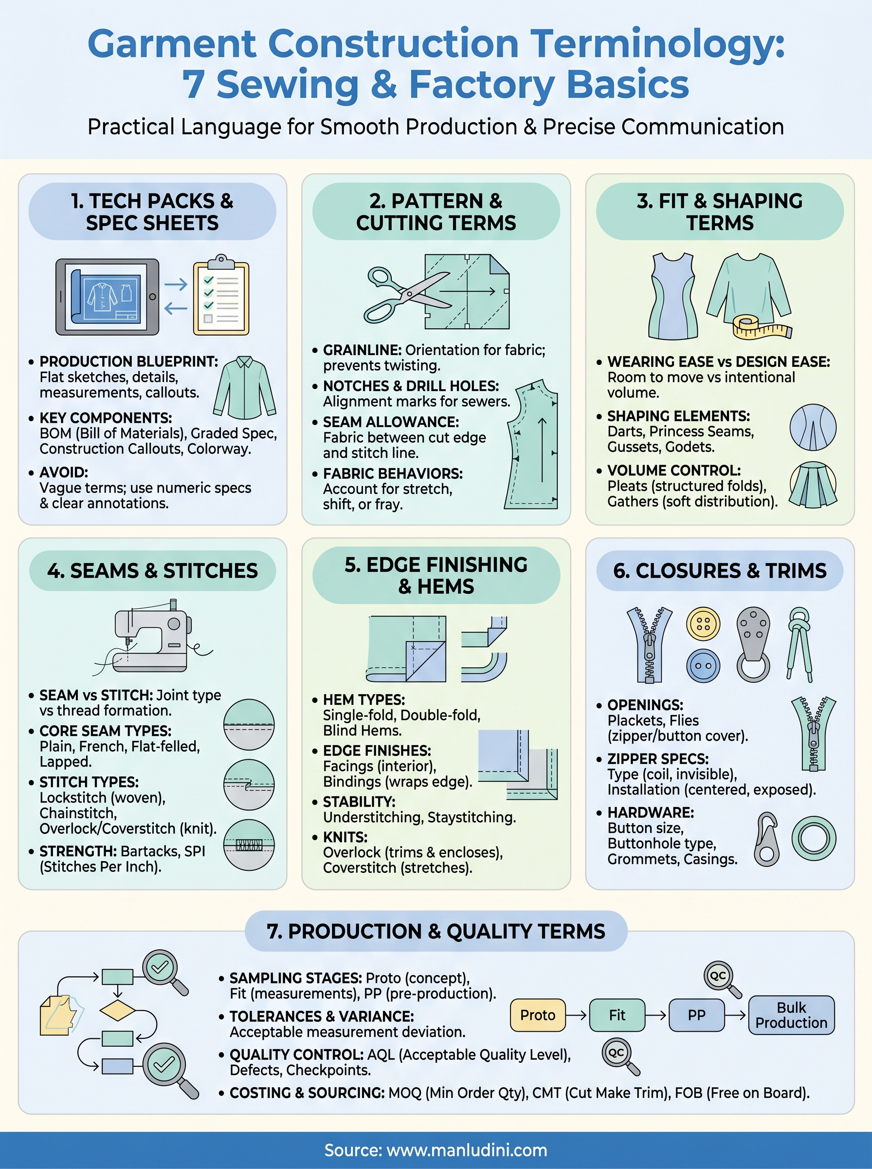 garment construction terminology infographic