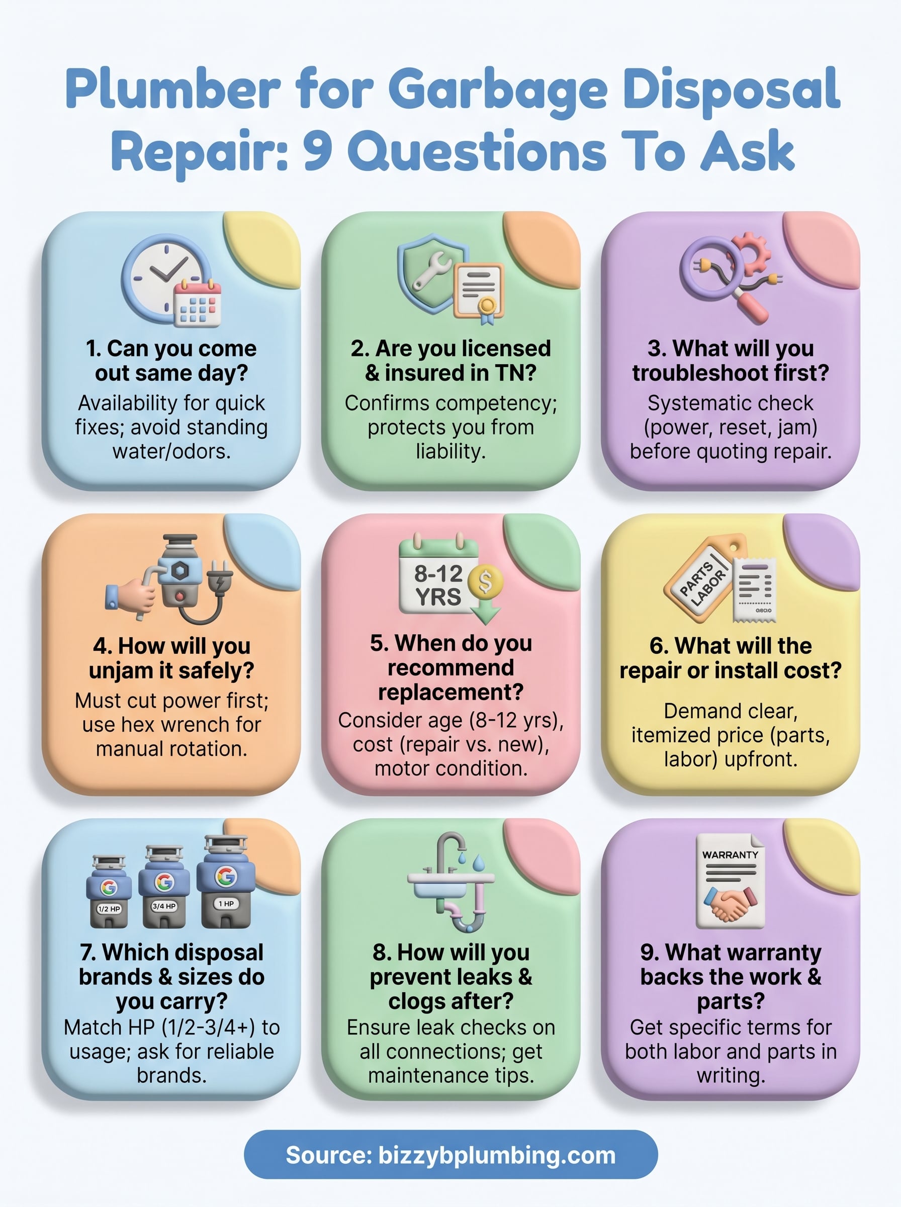 plumber for garbage disposal repair infographic