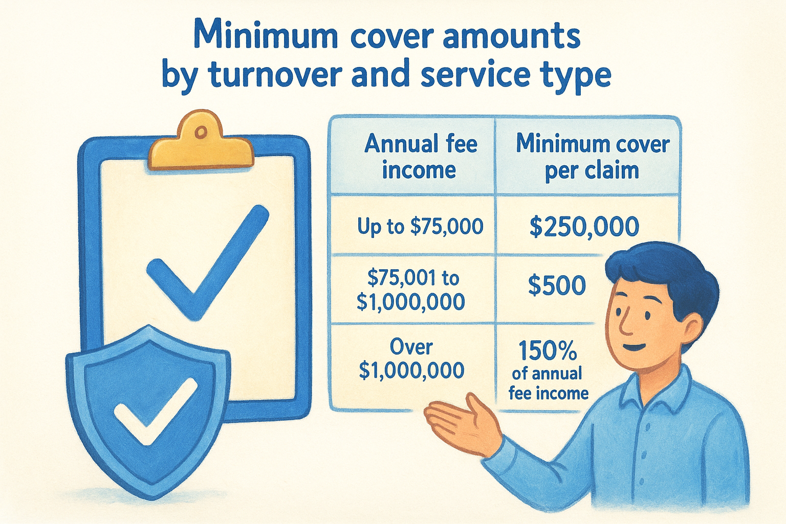 Minimum cover amounts by turnover and service type