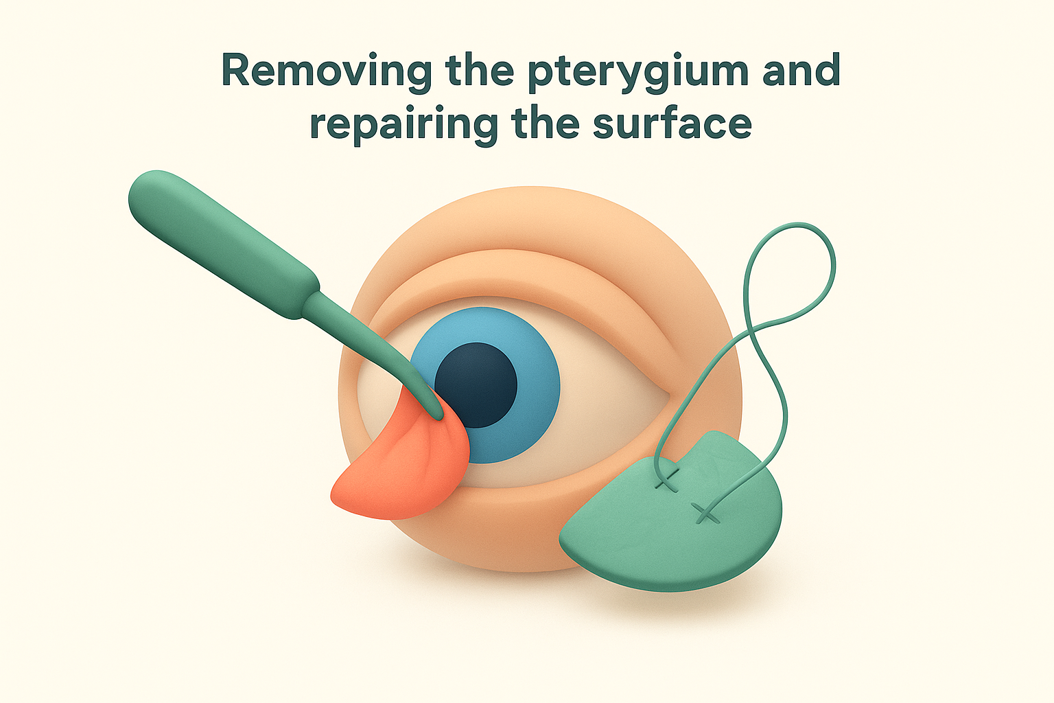 Removing the pterygium and repairing the surface