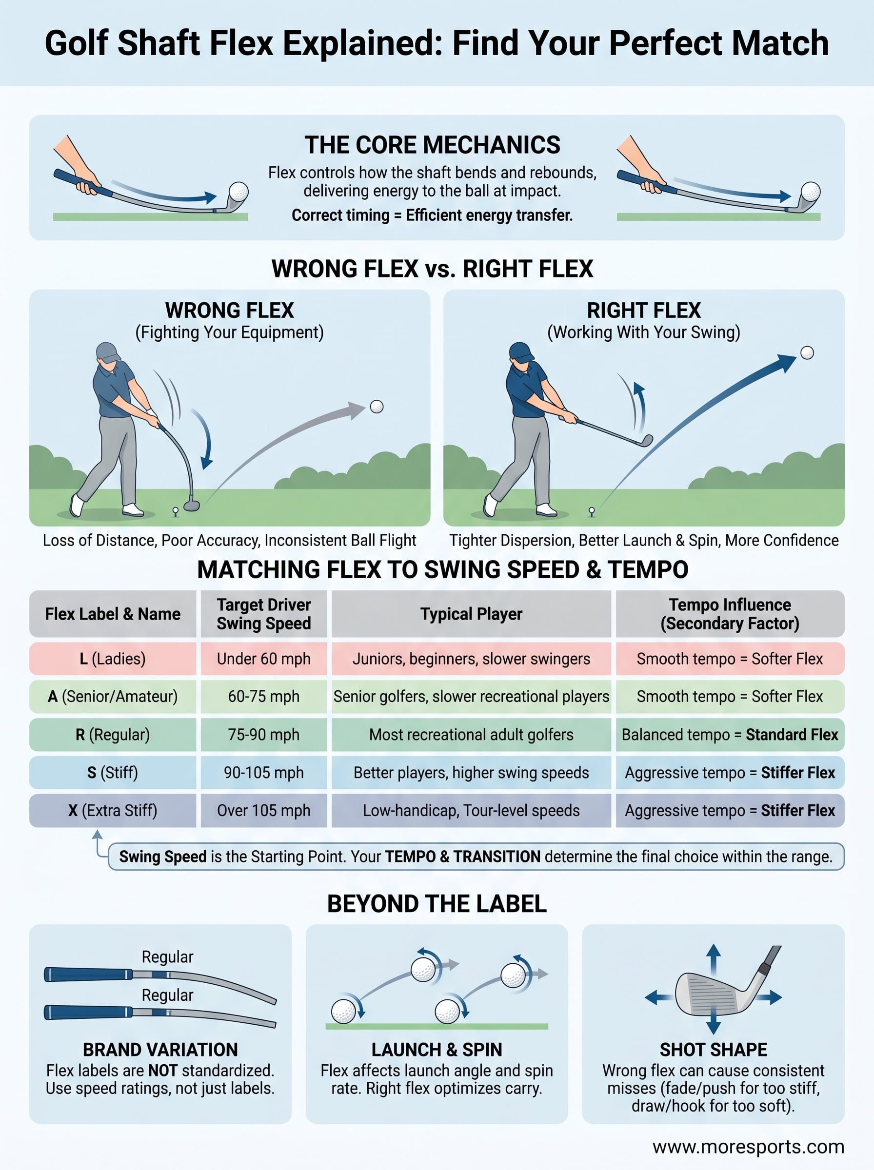 golf shaft flex explained infographic
