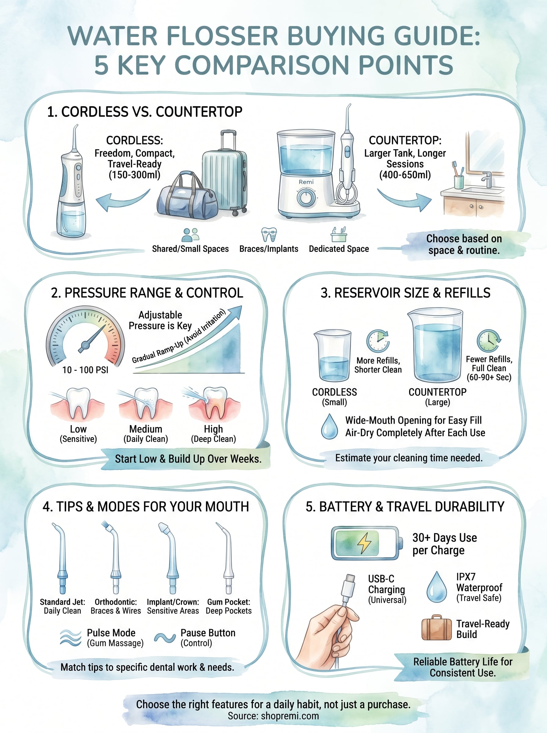 water flosser buying guide infographic