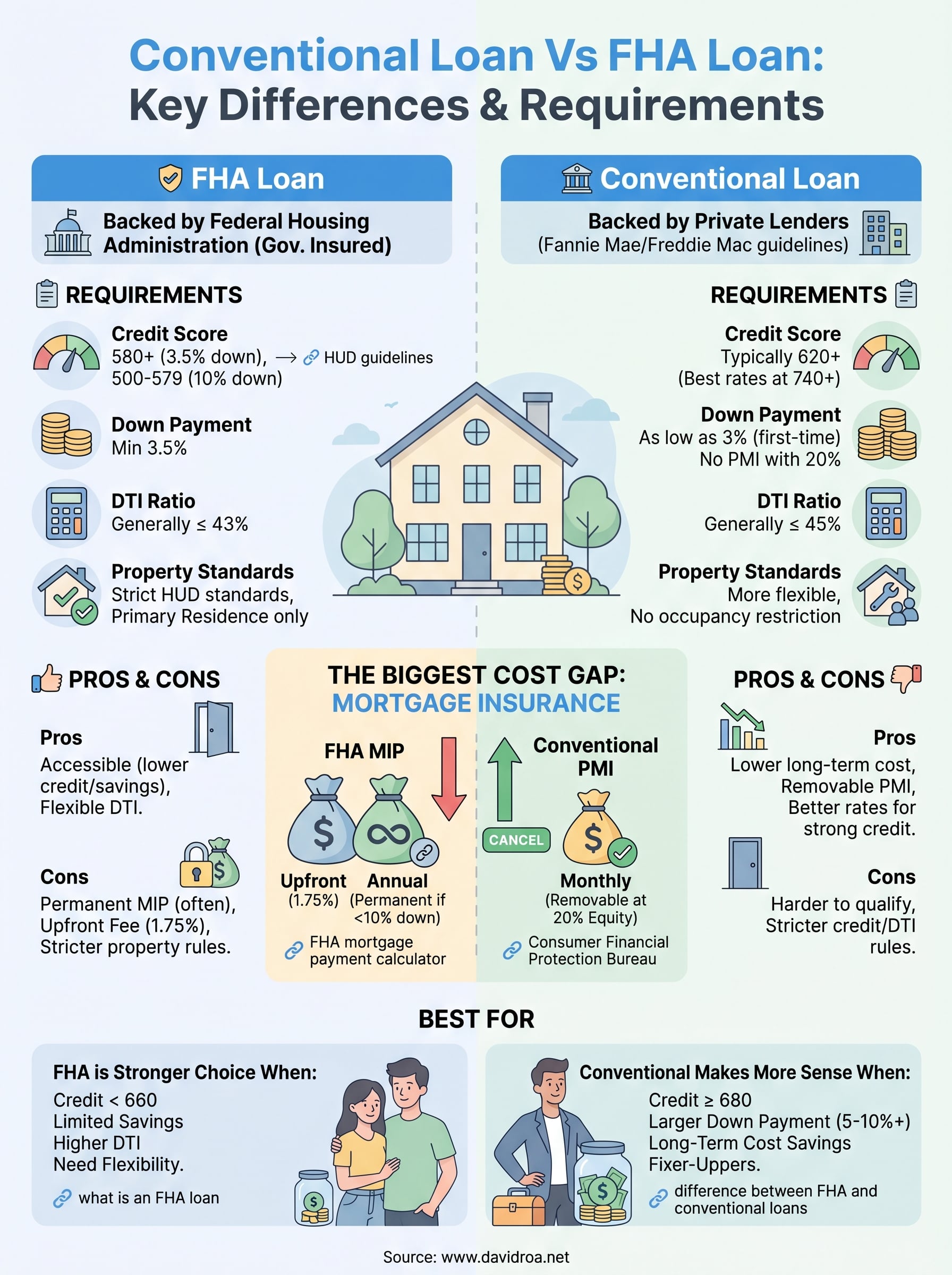 conventional loan vs fha loan infographic