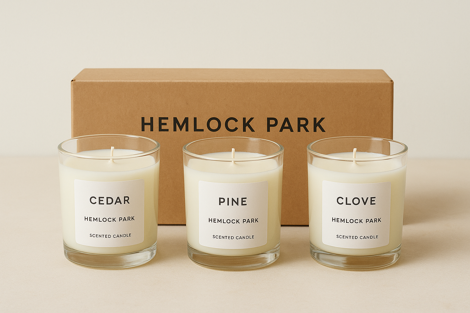 4. Hemlock Park candle trio set