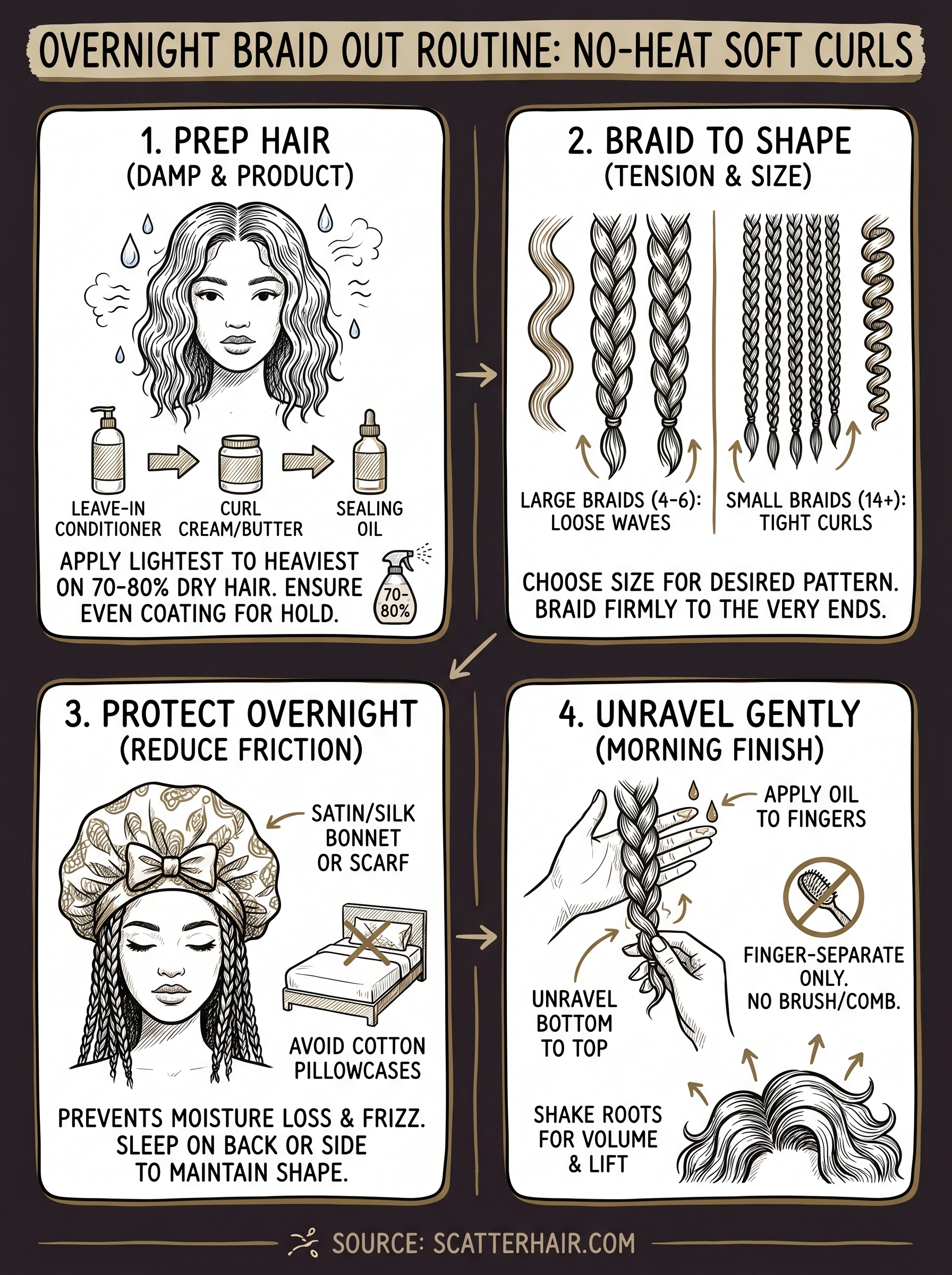 overnight braid out infographic