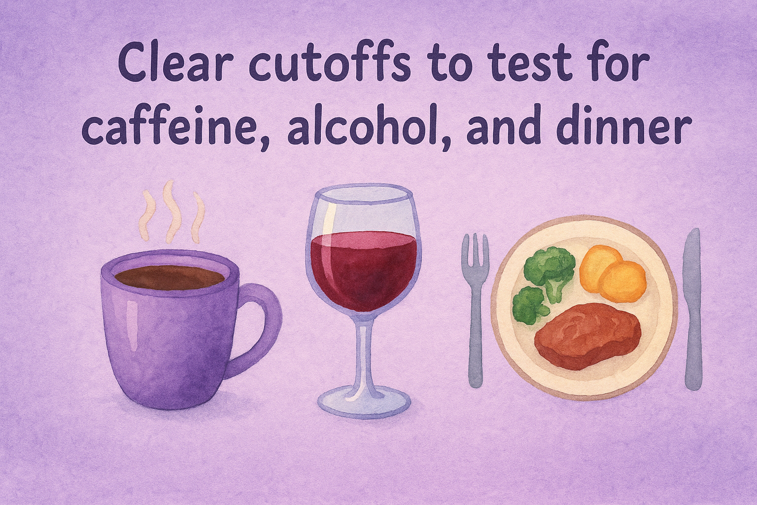 Clear cutoffs to test for caffeine, alcohol, and dinner