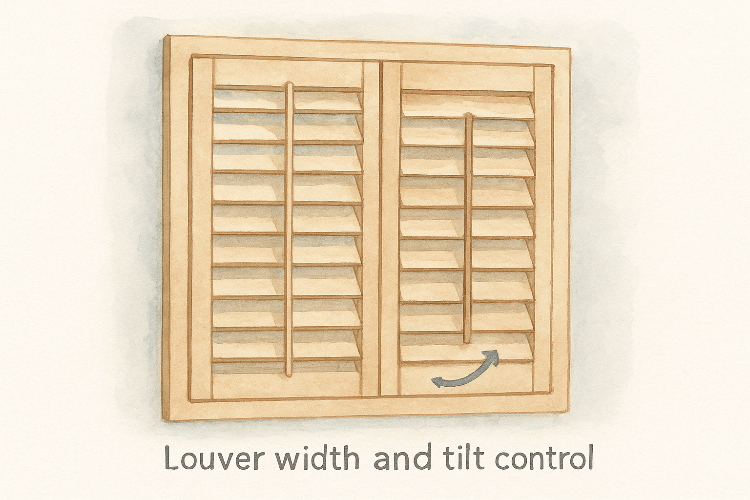Louver width and tilt control