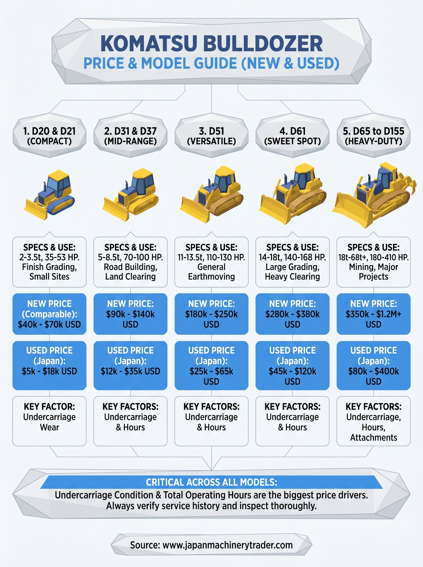 komatsu bulldozer price infographic