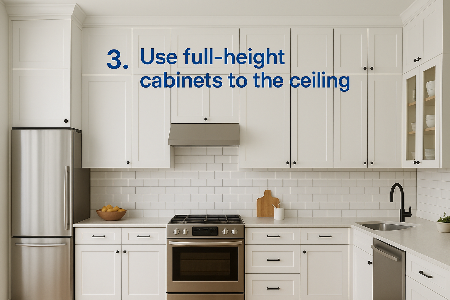 3. Use full-height cabinets to the ceiling