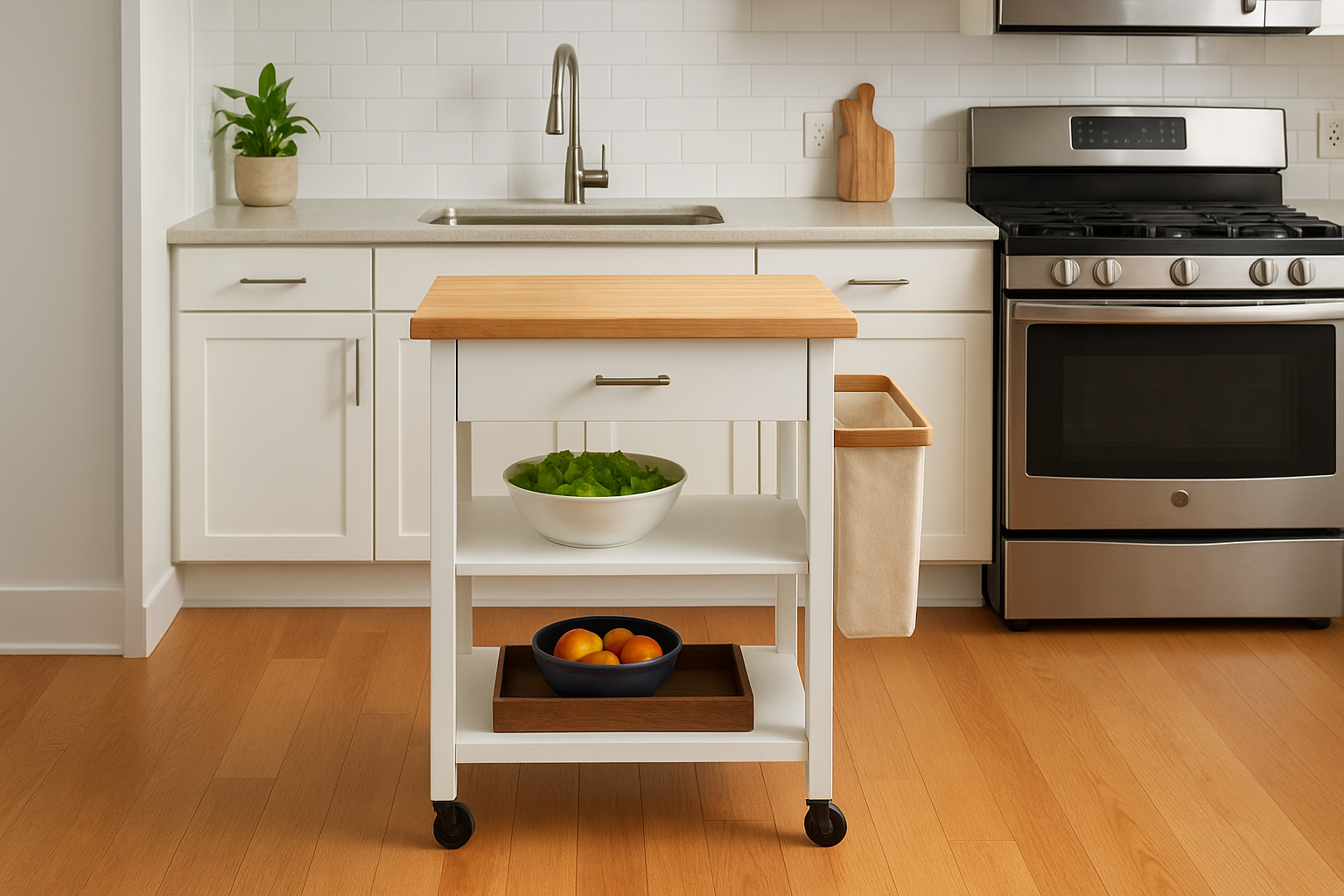 7. Build a slim island or a rolling prep cart