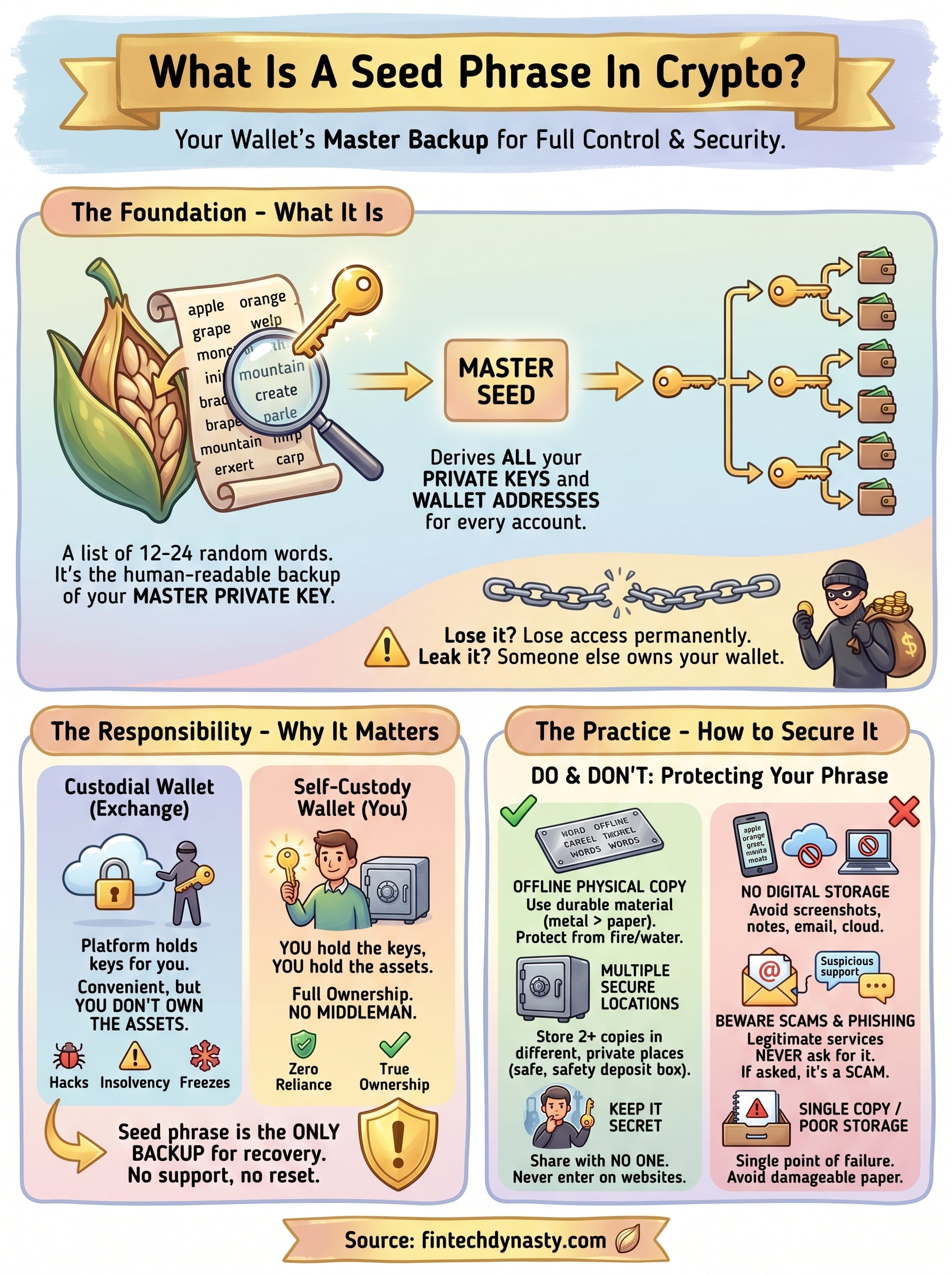 what is a seed phrase in crypto infographic