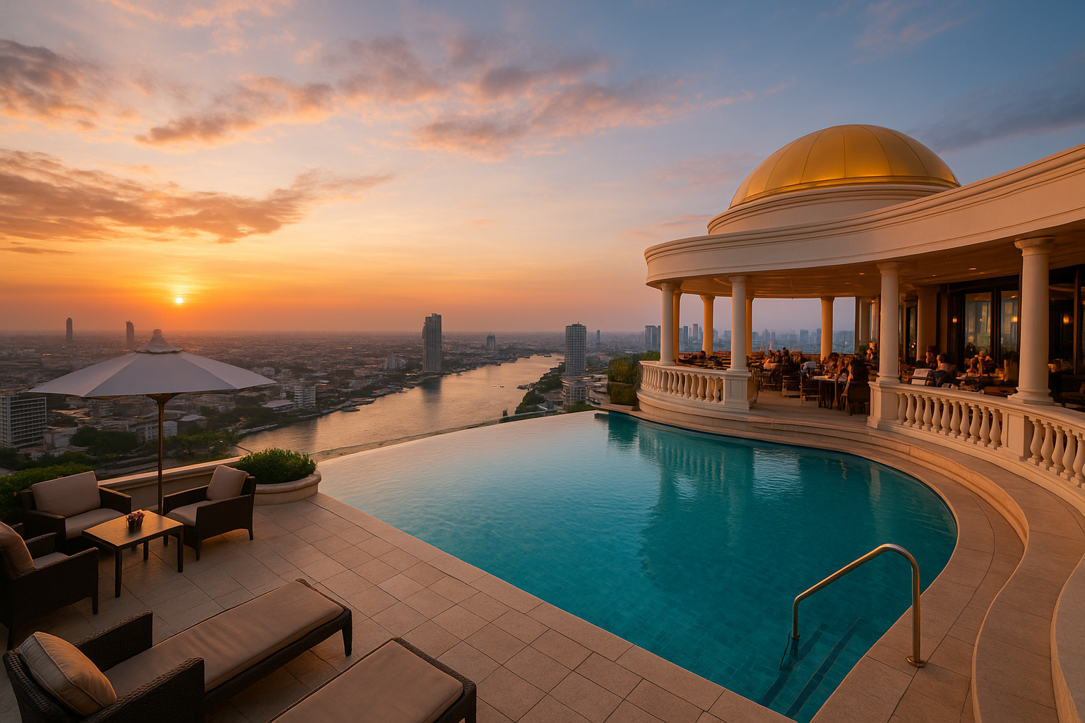 Basen, tarasy i atmosfera hotelu