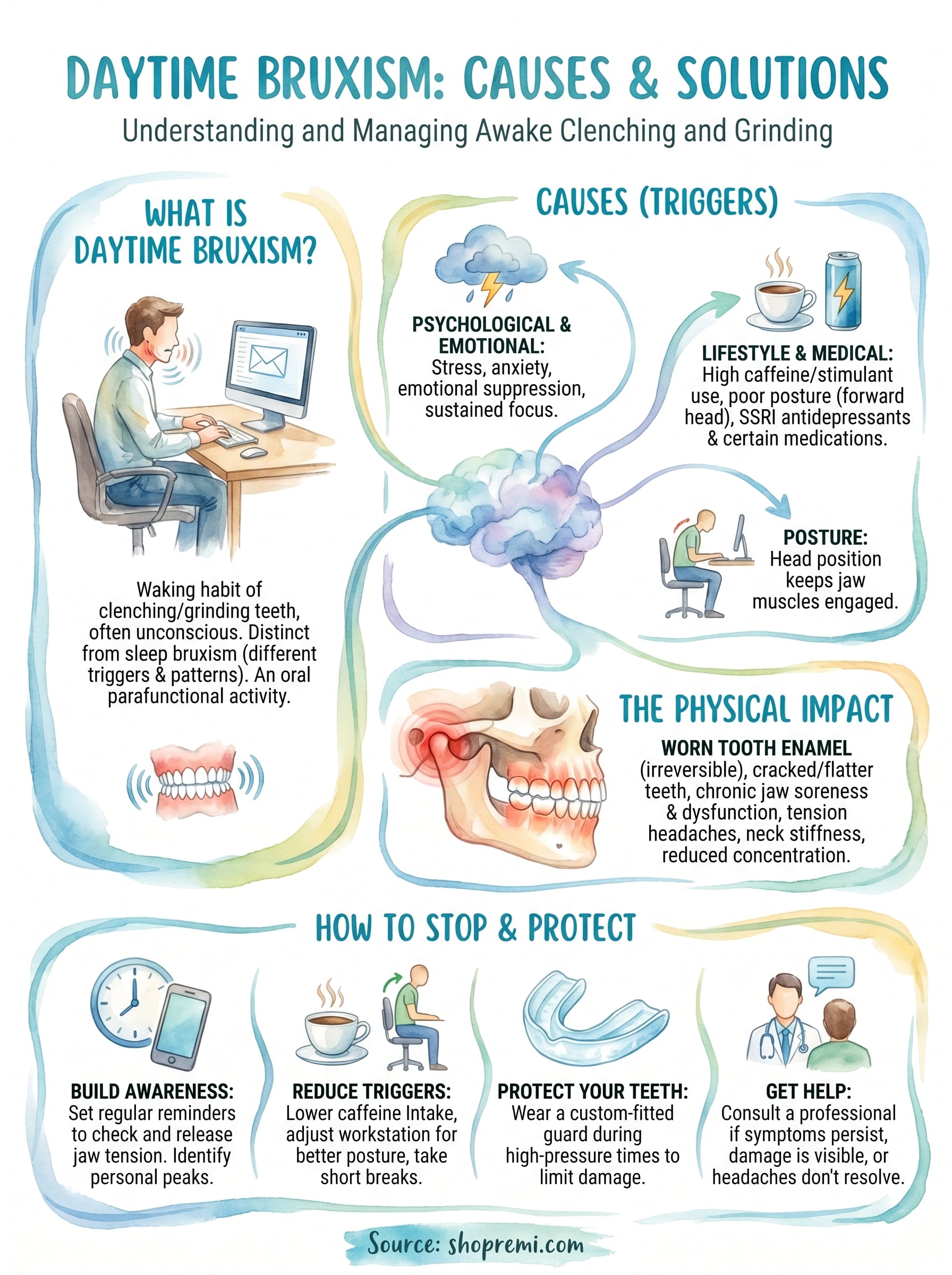 causes of daytime bruxism infographic
