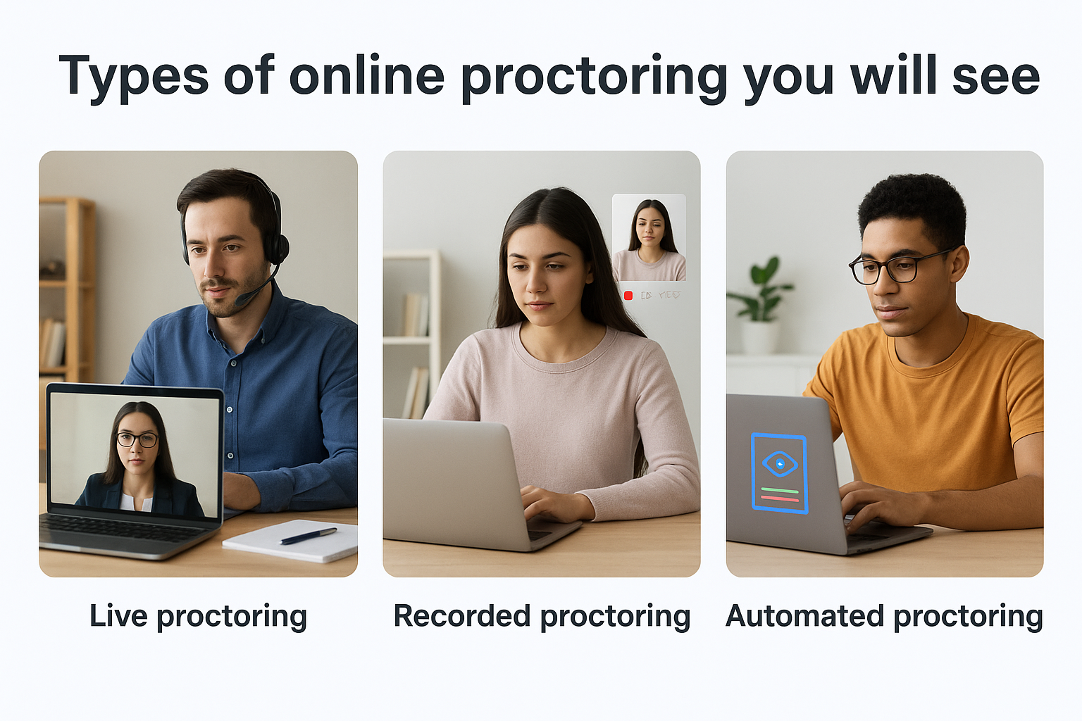 Types of online proctoring you will see