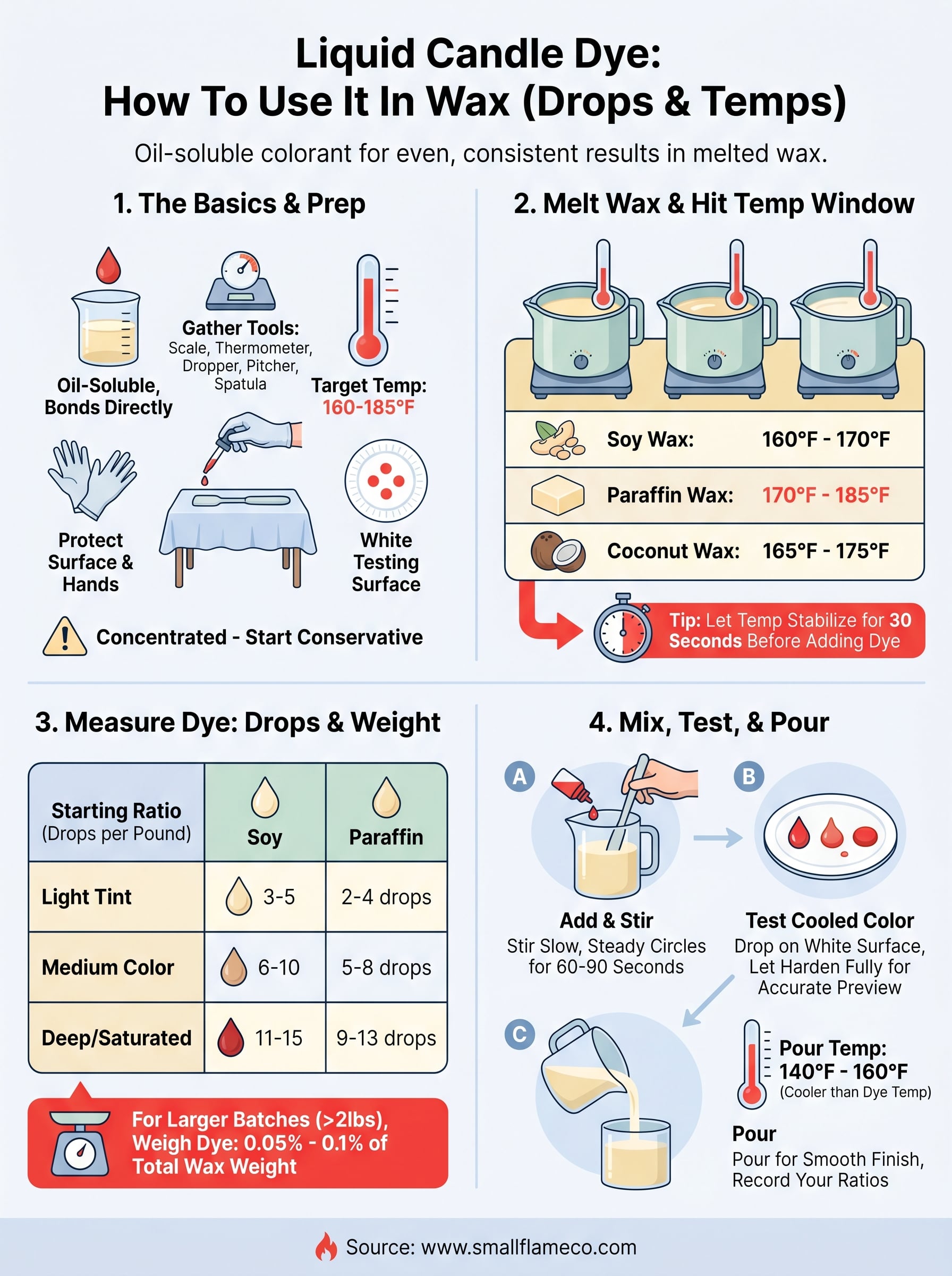 how to use liquid candle dye infographic