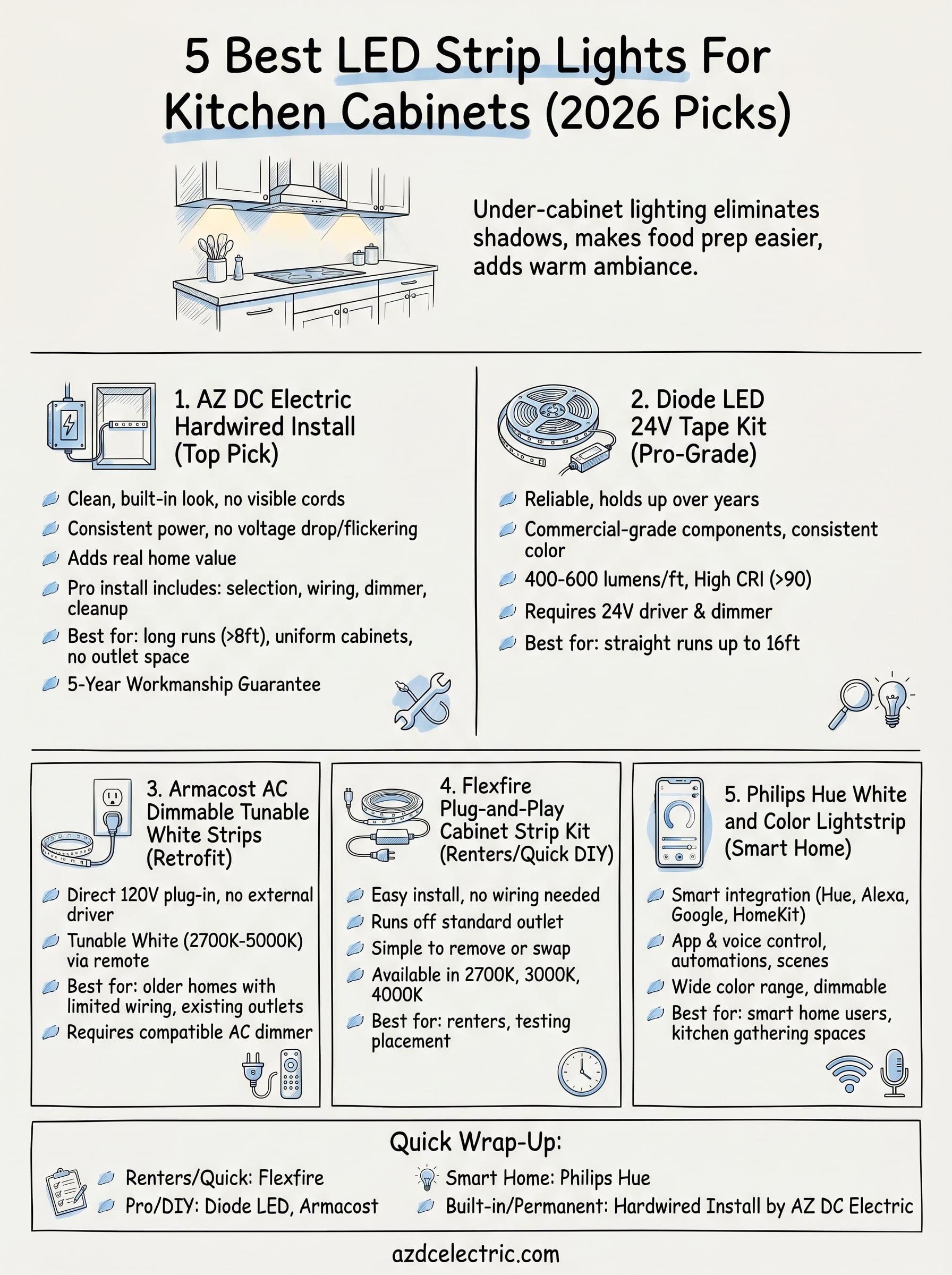 led strip lights for kitchen cabinets infographic