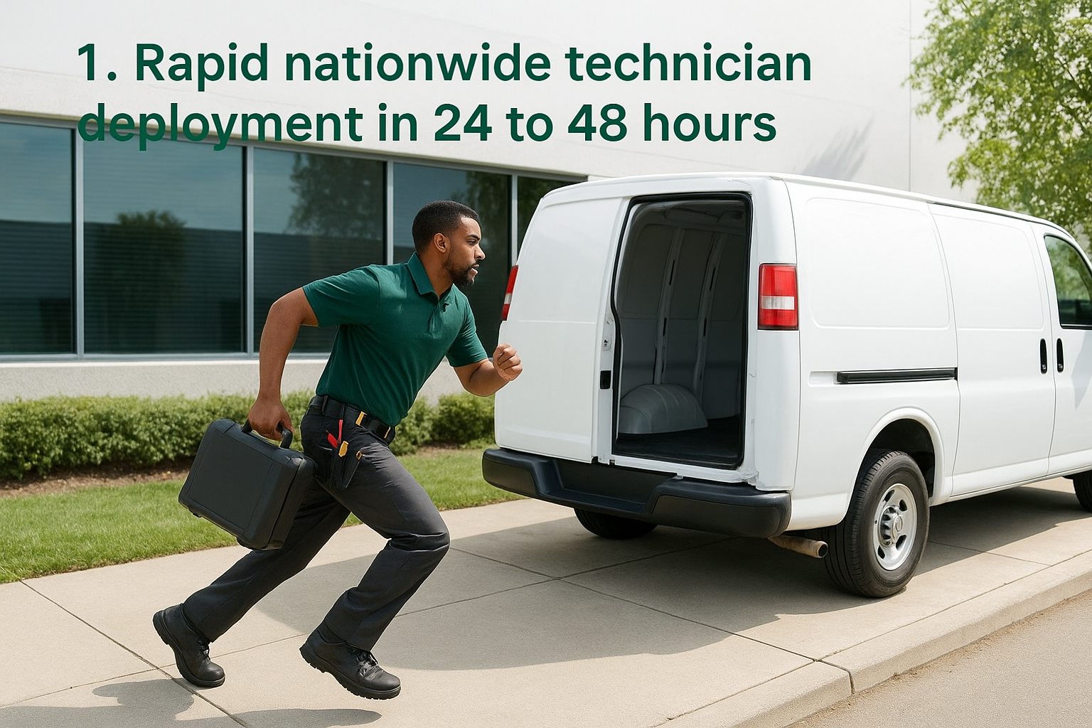 1. Rapid nationwide technician deployment in 24 to 48 hours