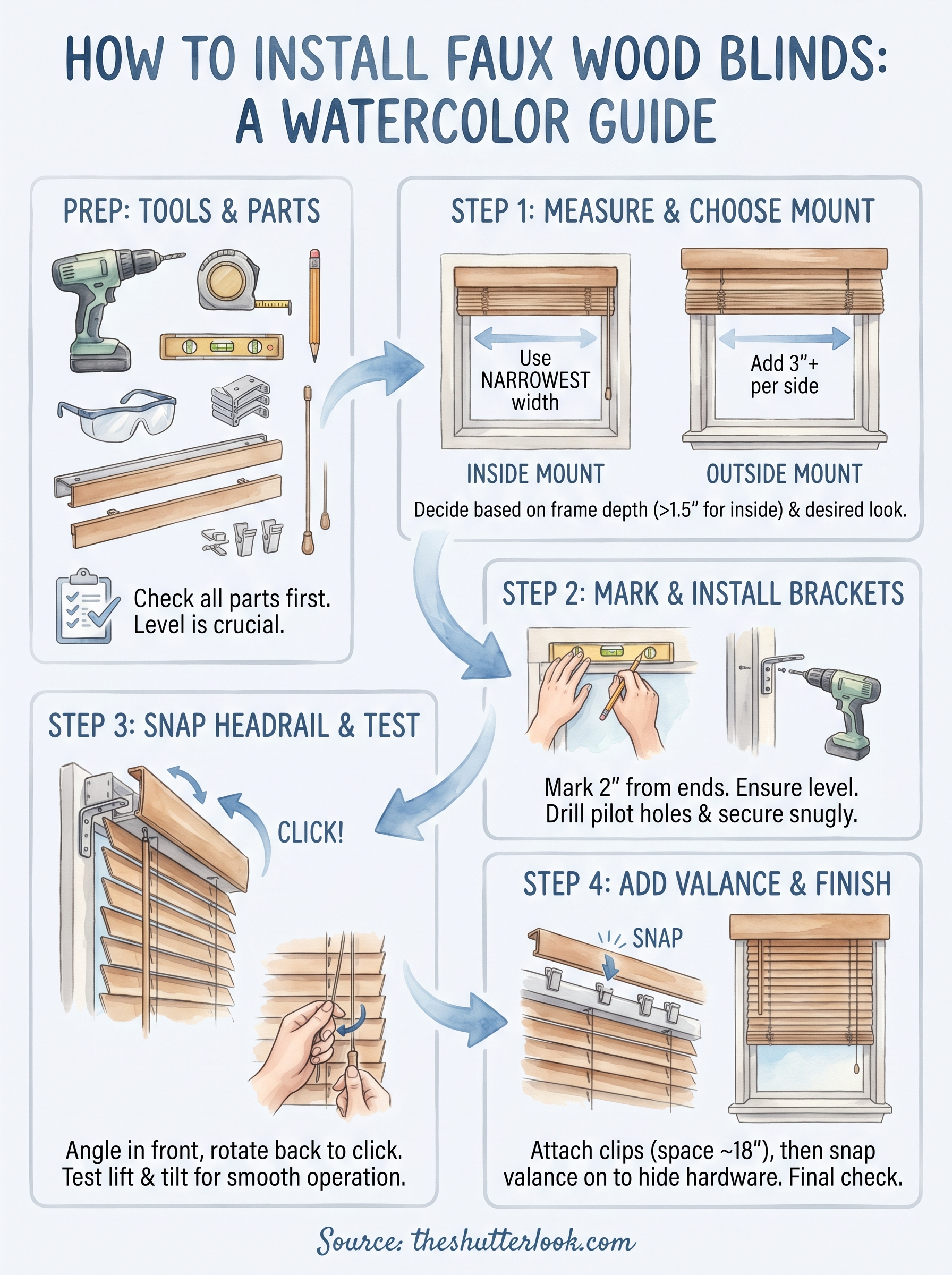 how to install faux wood blinds infographic
