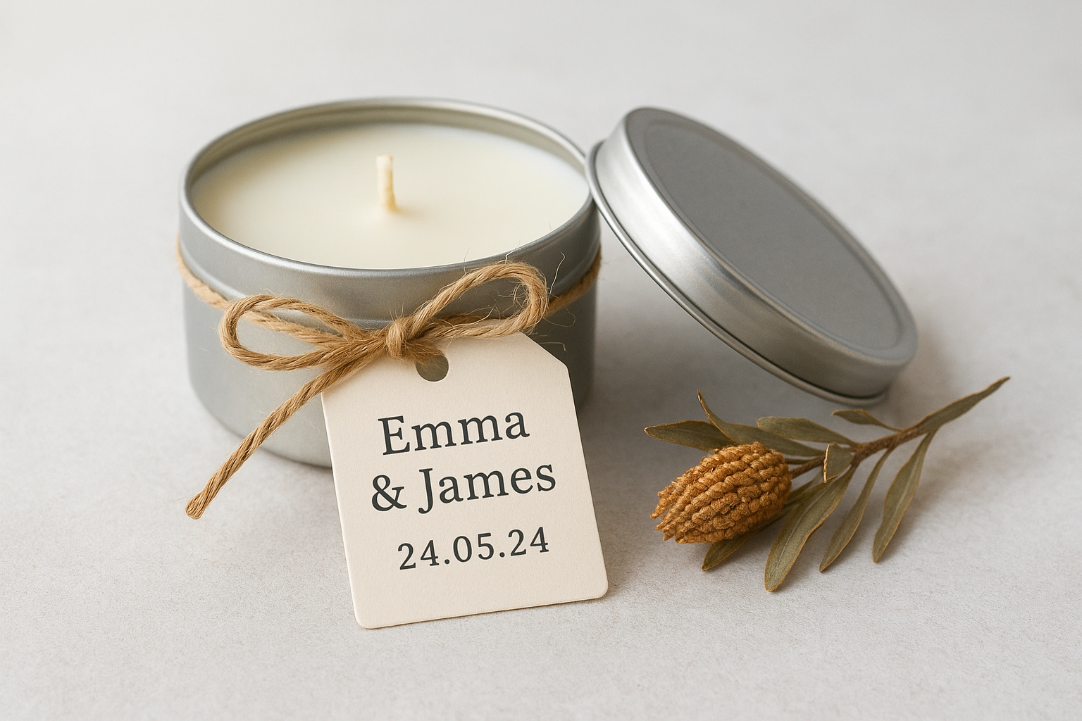 1. Personalised soy candle travel tins from Coorong Candle Co.