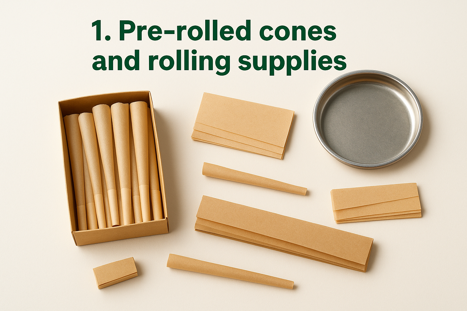 1. Pre-rolled cones and rolling supplies