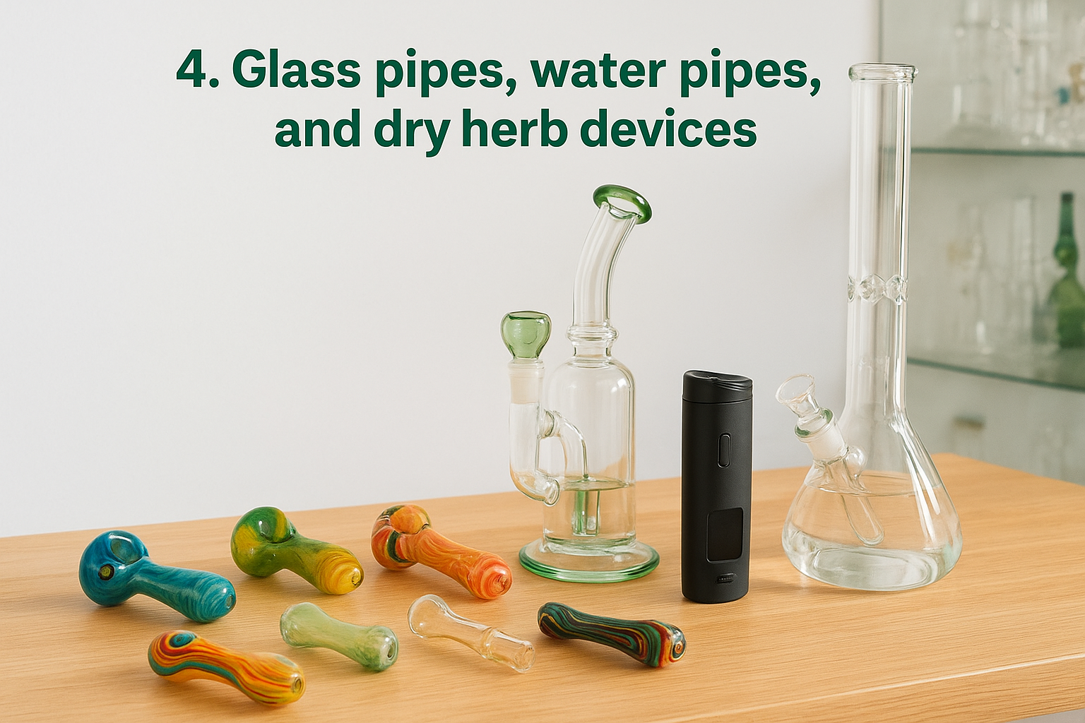 4. Glass pipes, water pipes, and dry herb devices