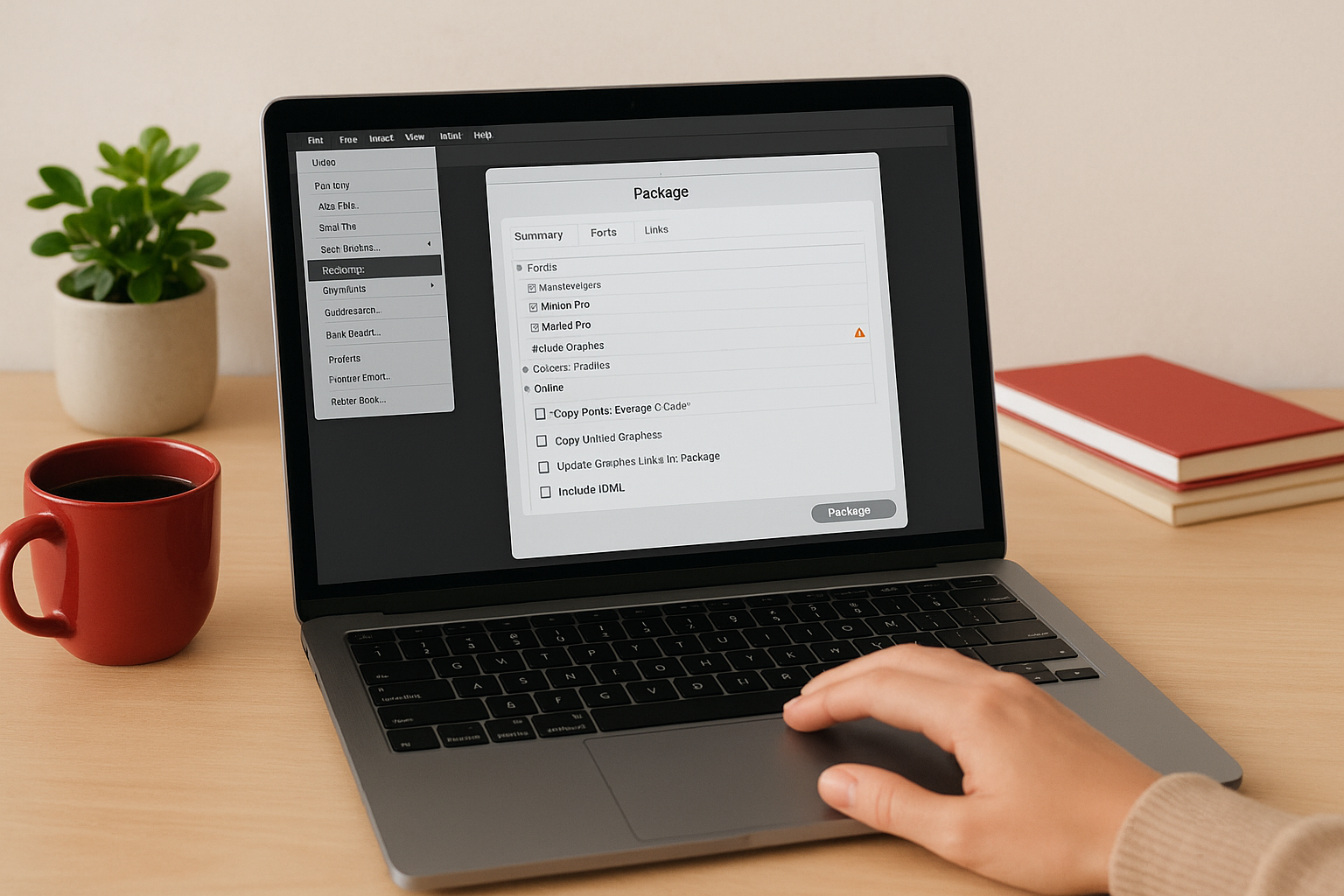 How to run the Package command in InDesign