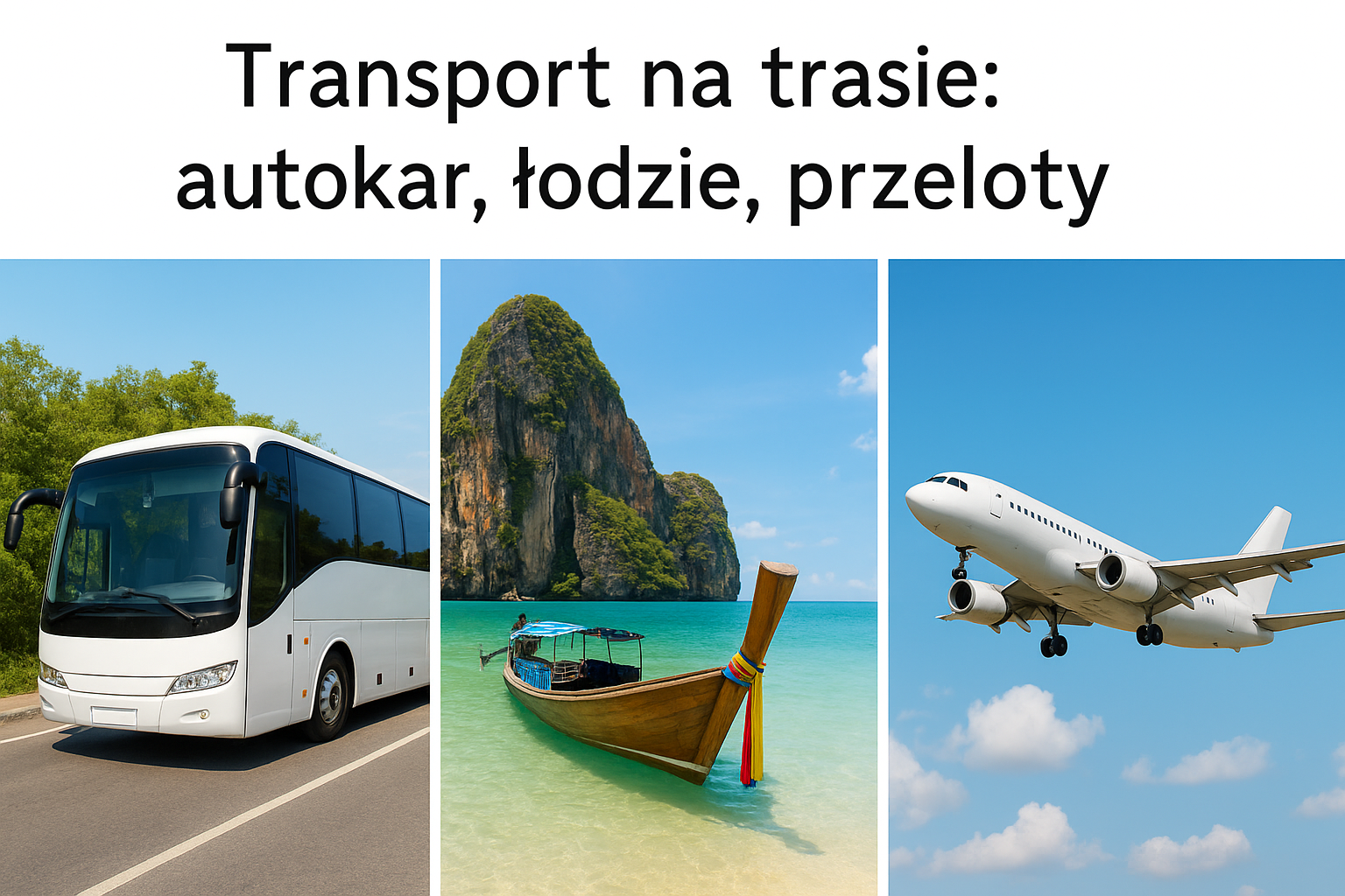 Transport na trasie: autokar, łodzie, przeloty