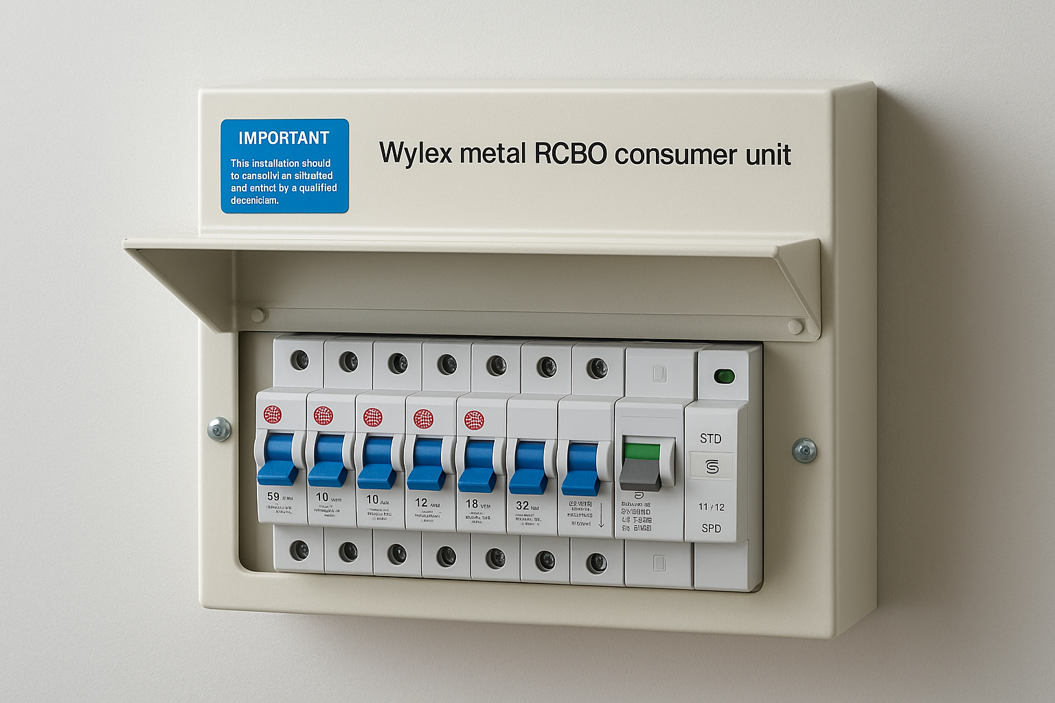 4. Wylex metal RCBO consumer unit with SPD