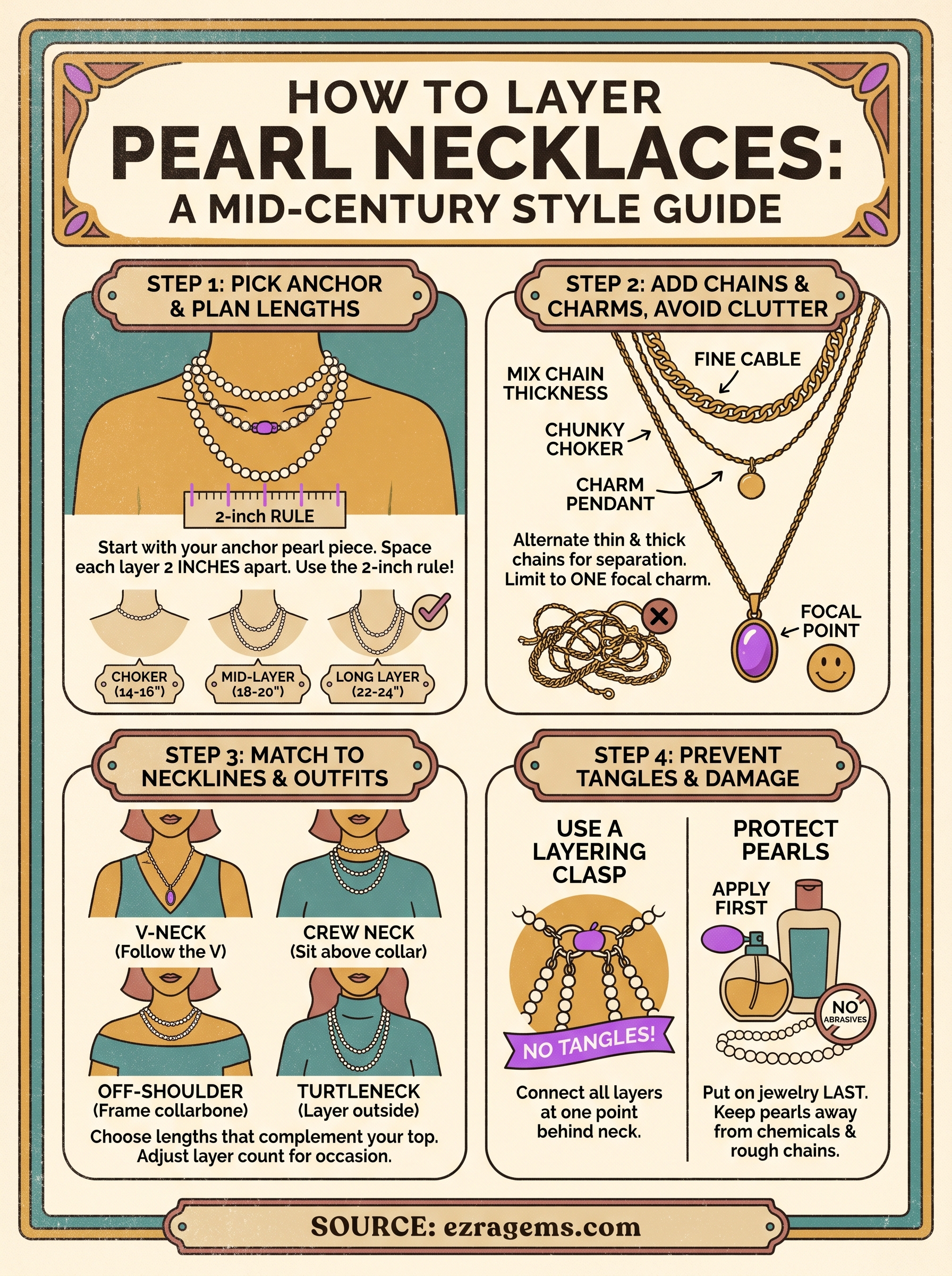 Hoe parelkettingen te layeren infographic