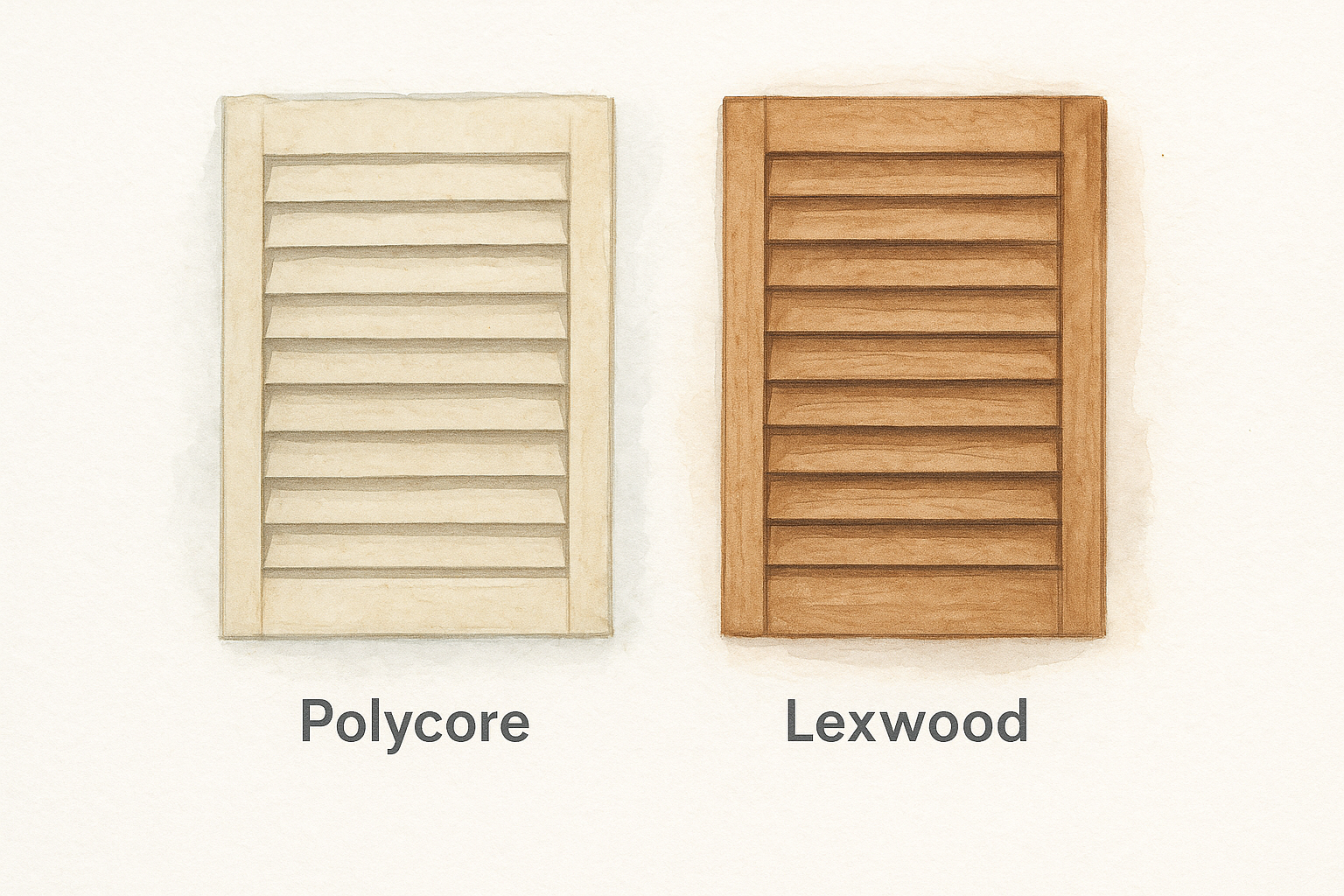 Shutter lines and materials to compare