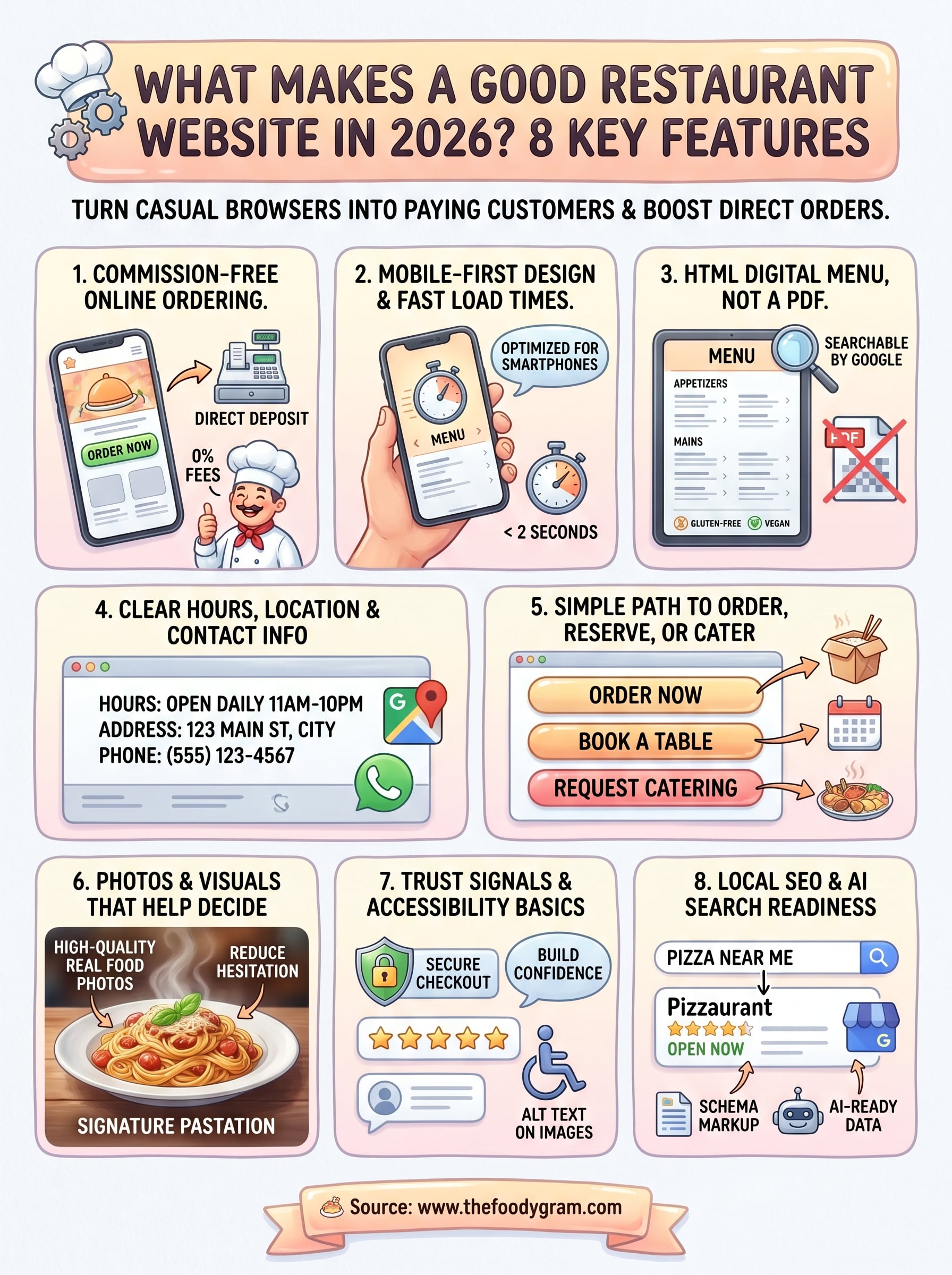 what makes a good restaurant website infographic