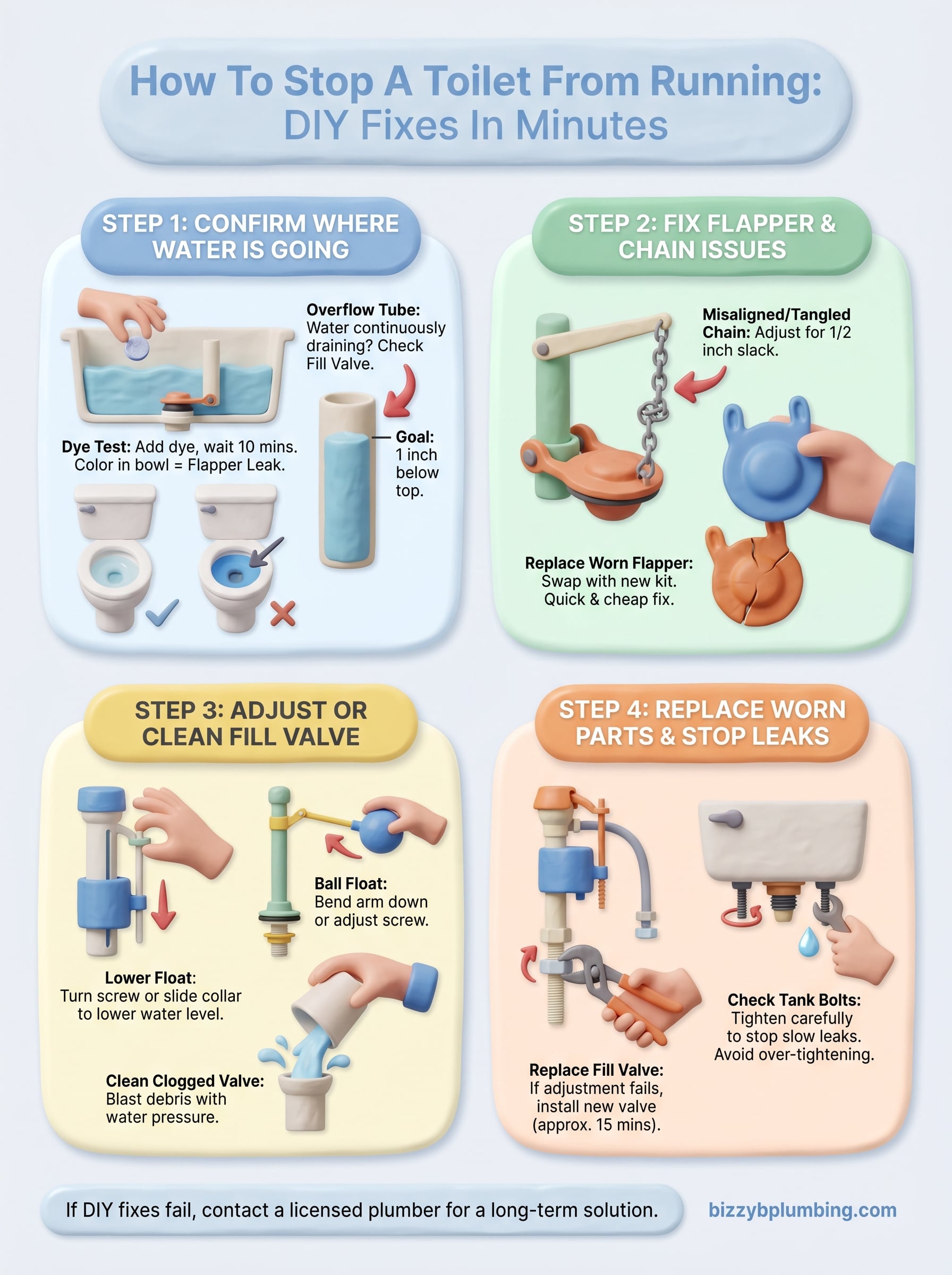 how to stop a toilet from running infographic