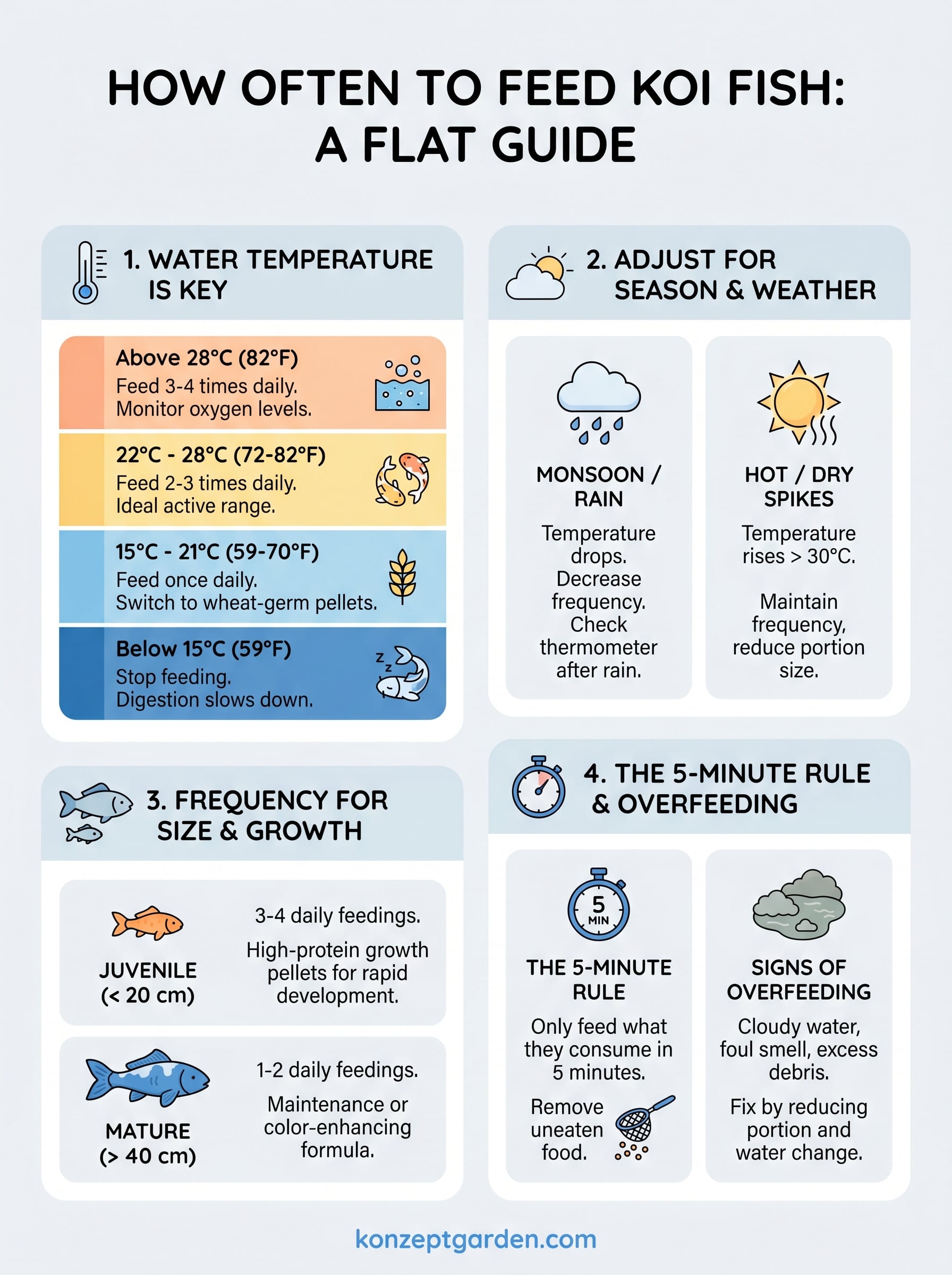 how often to feed koi fish infographic