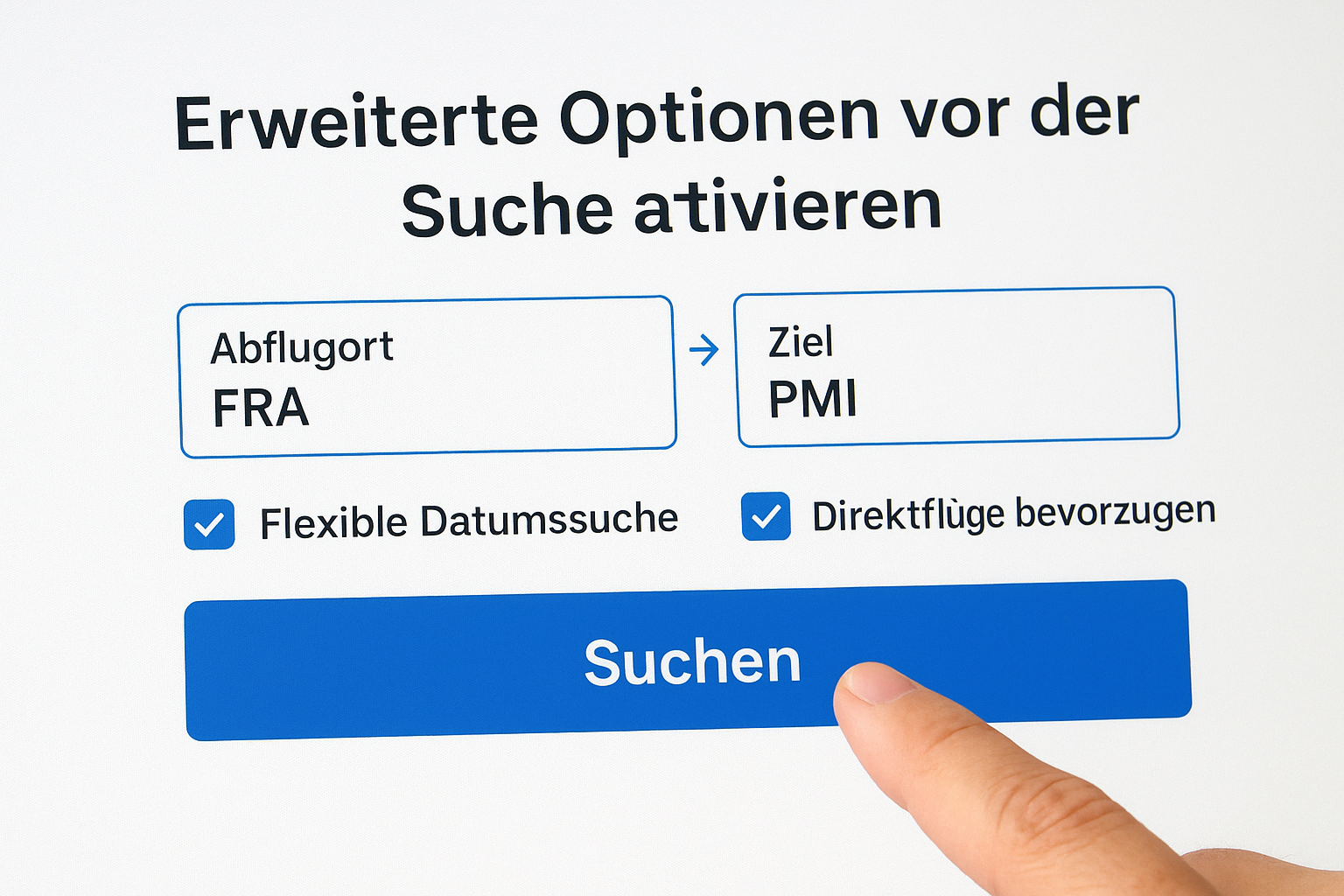 Erweiterte Optionen vor der Suche aktivieren