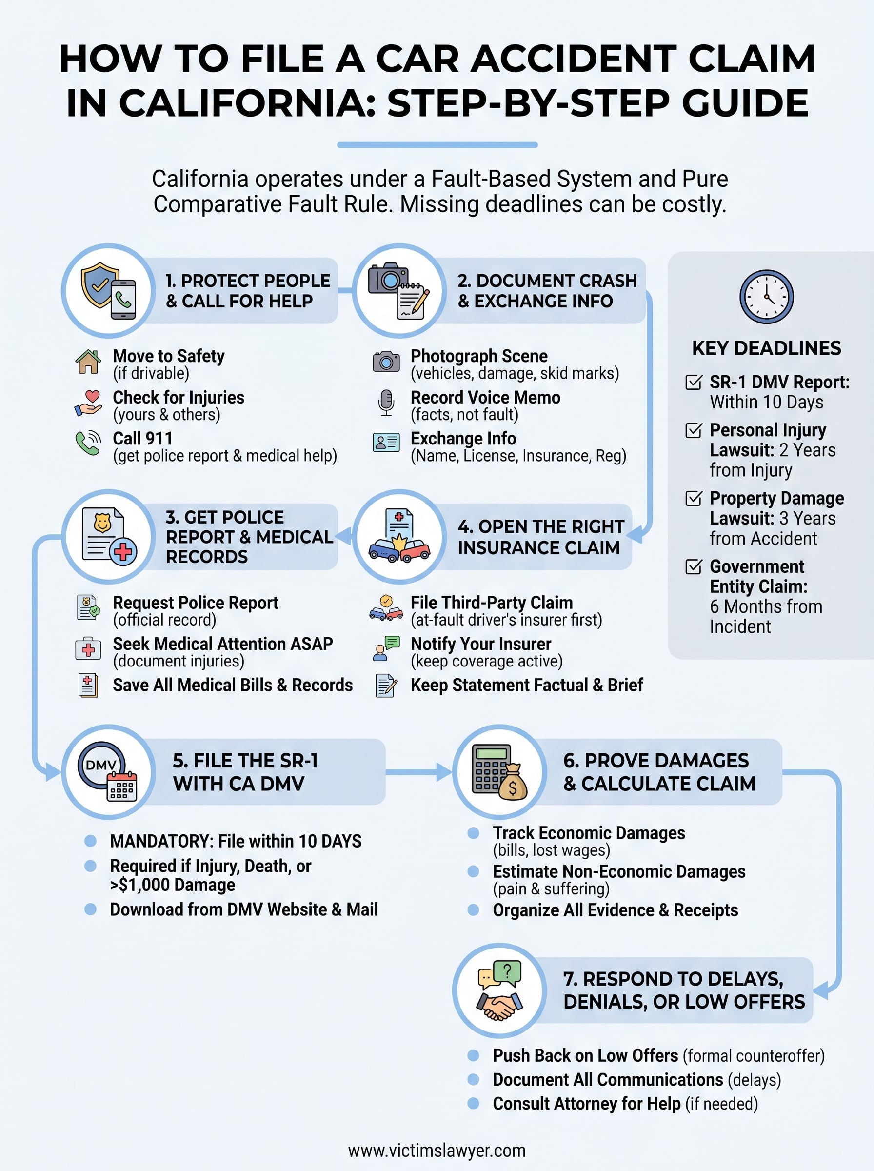 how to file a car accident claim in california infographic