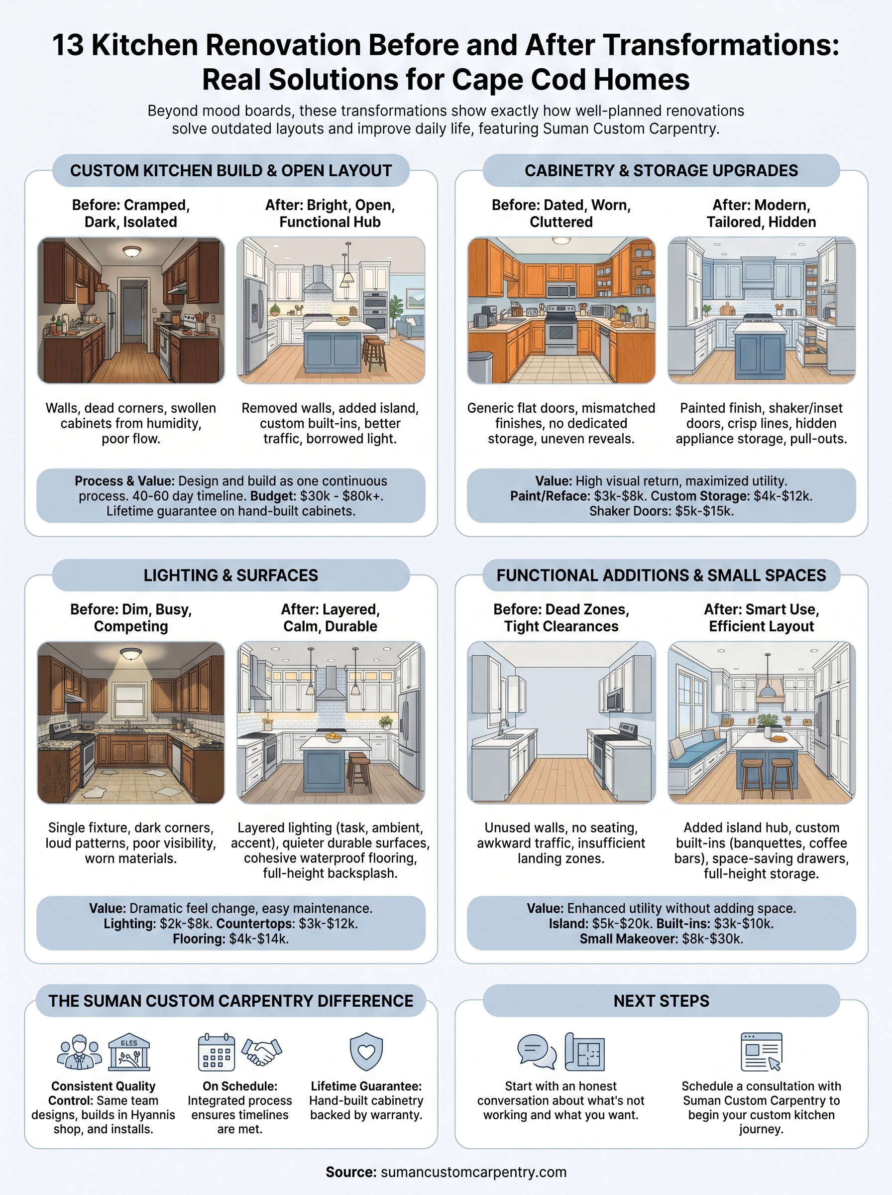 kitchen renovation before and after infographic