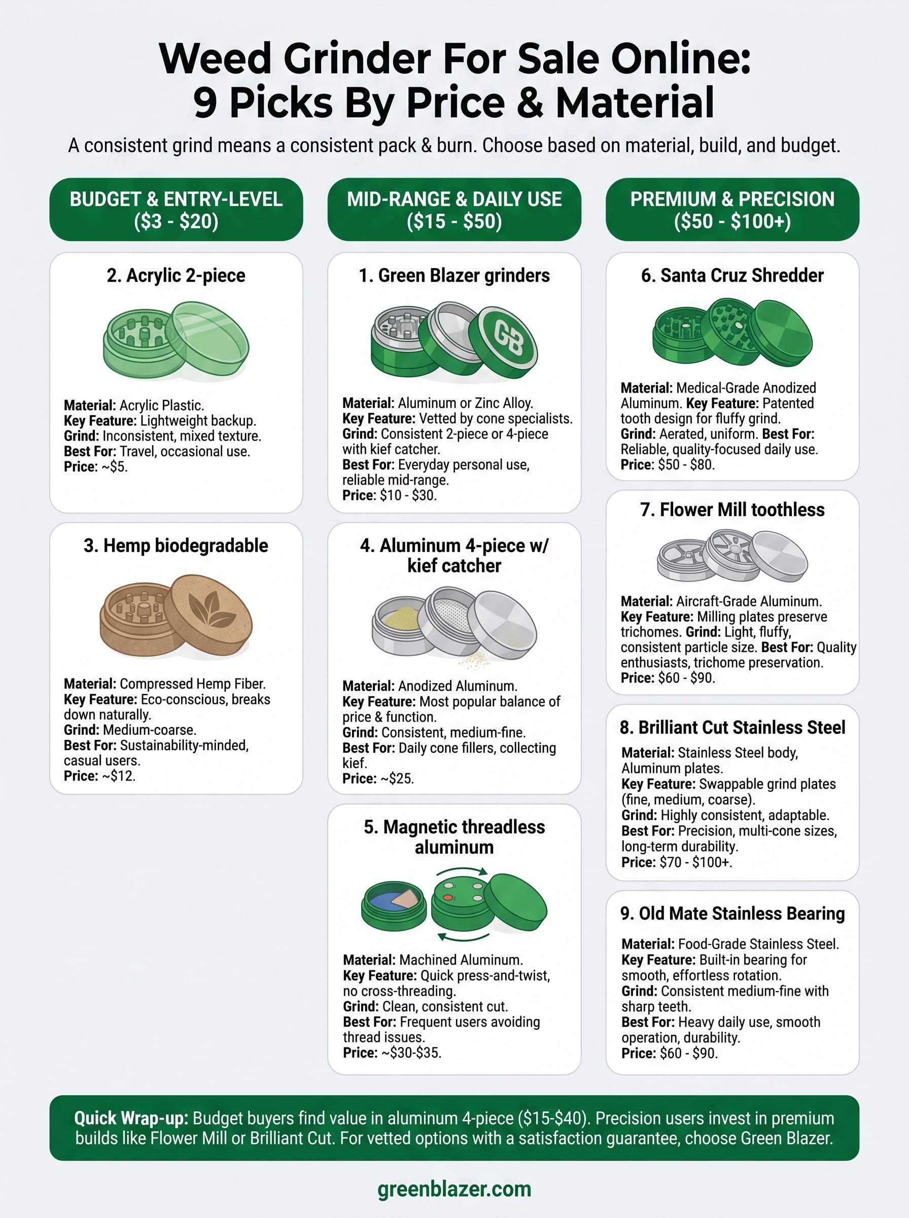 weed grinder for sale infographic