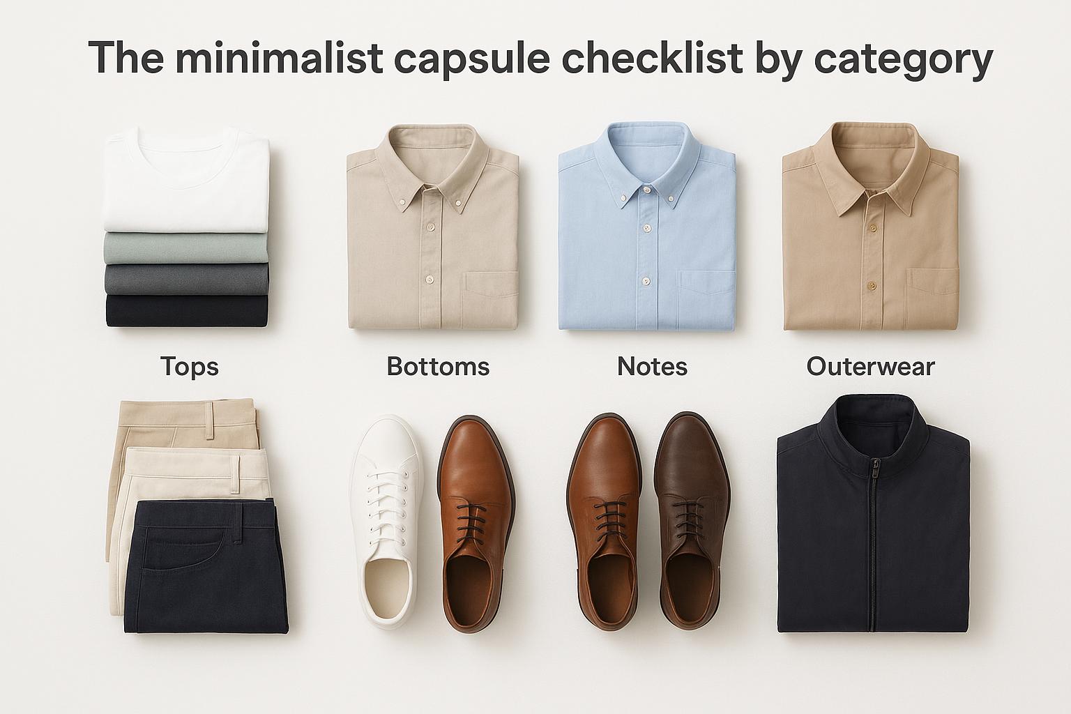 The minimalist capsule checklist by category