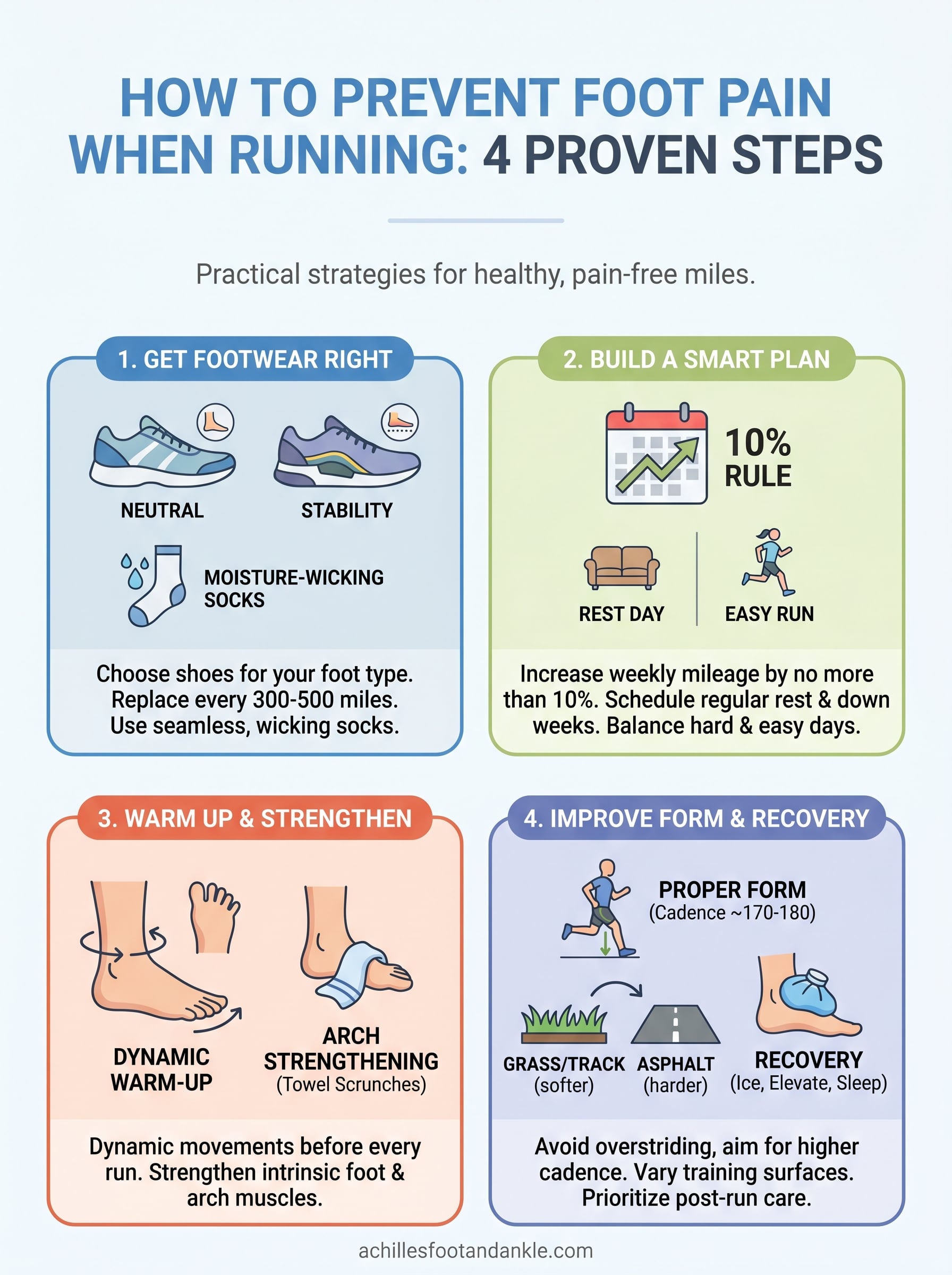 how to prevent foot pain when running infographic