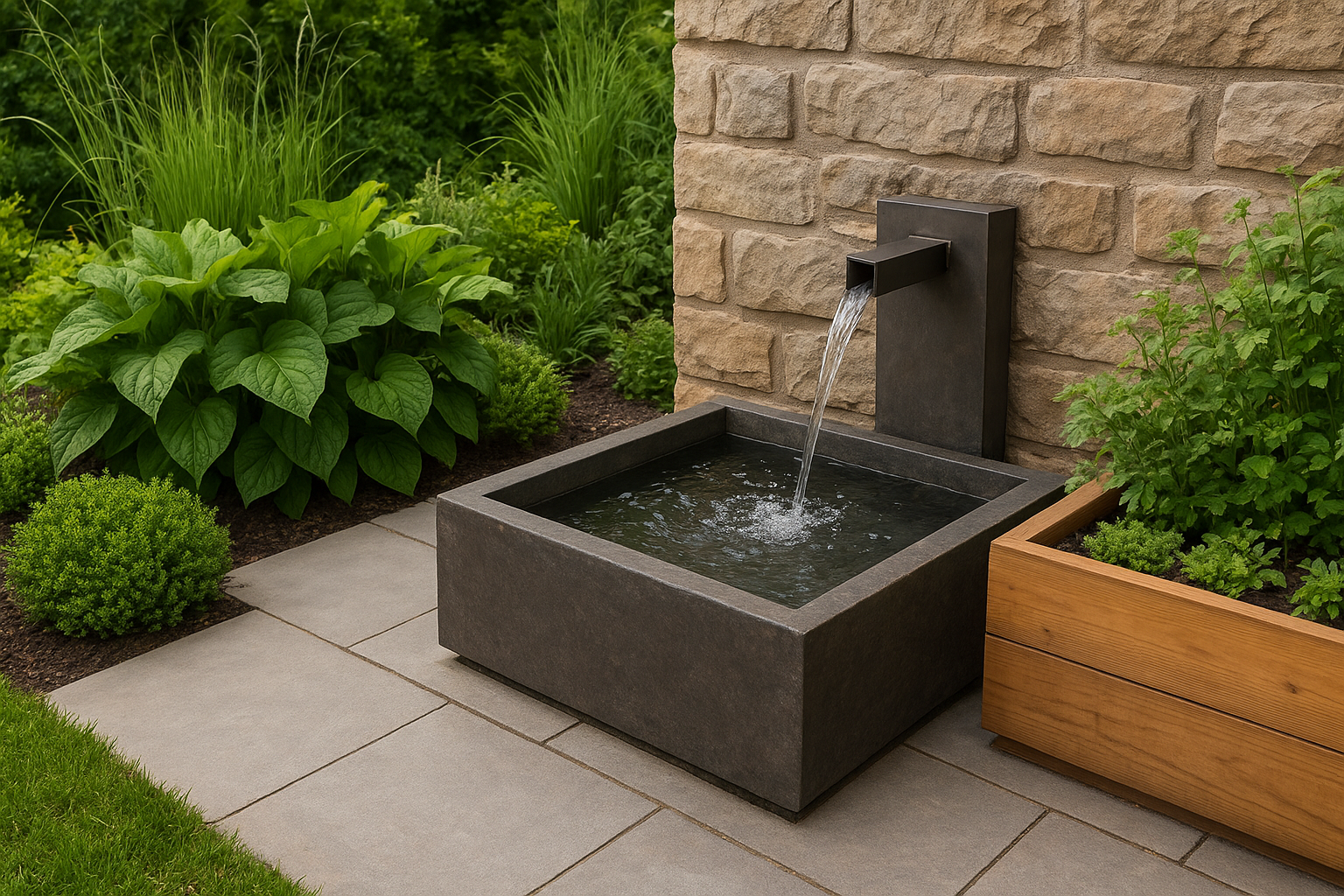 Water features and sound elements