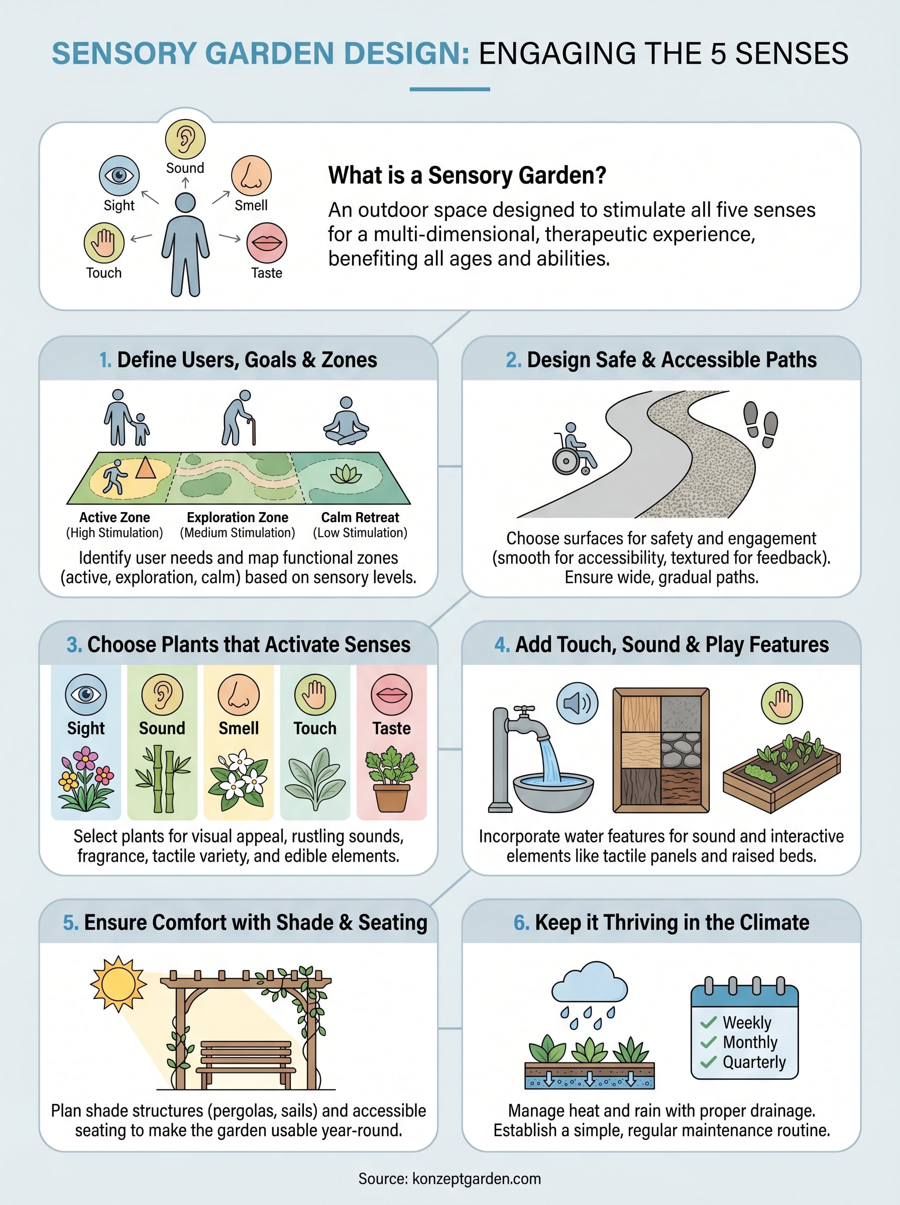 sensory garden design ideas infographic