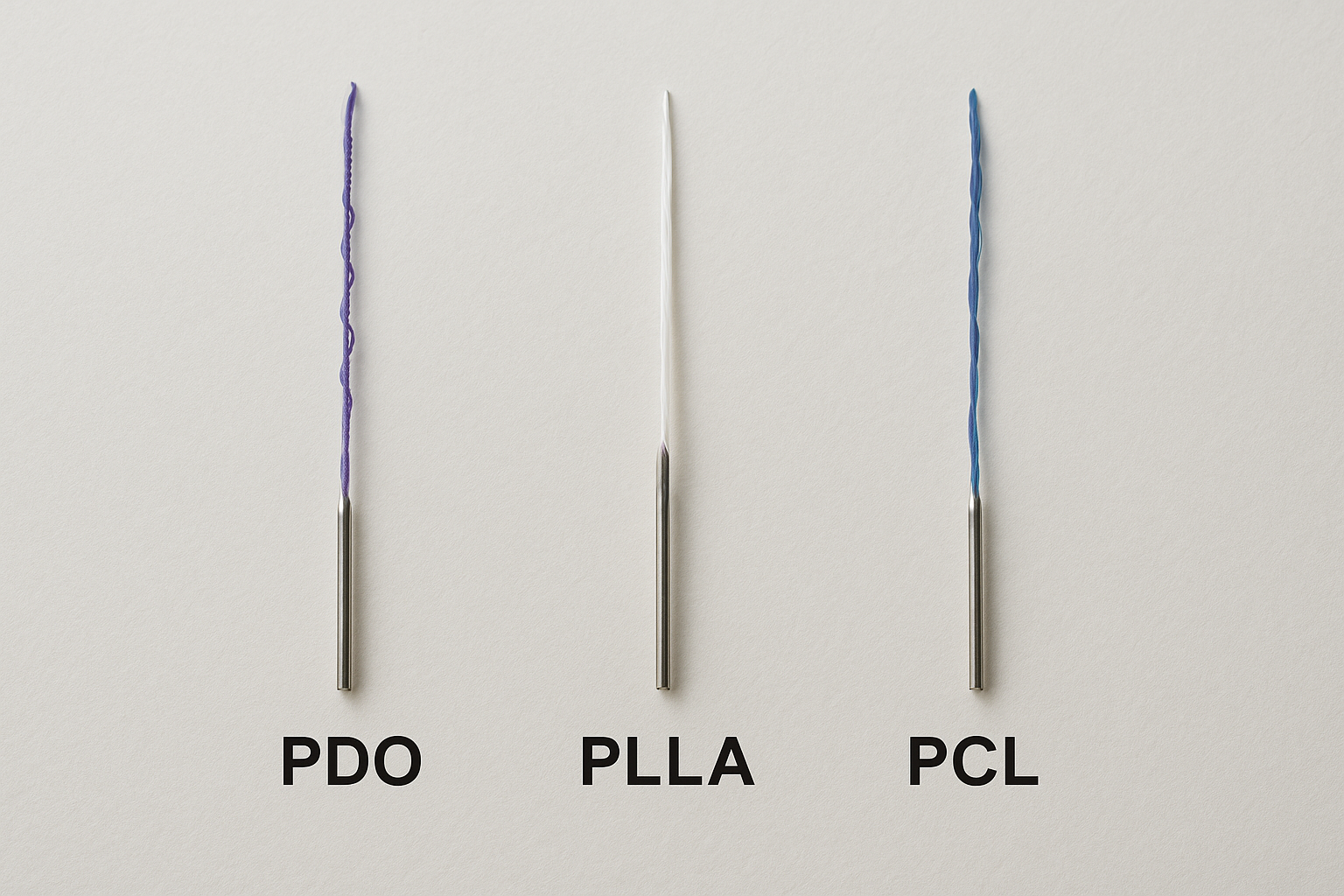 線材類型與數量點計：PDO、PLLA、PCL