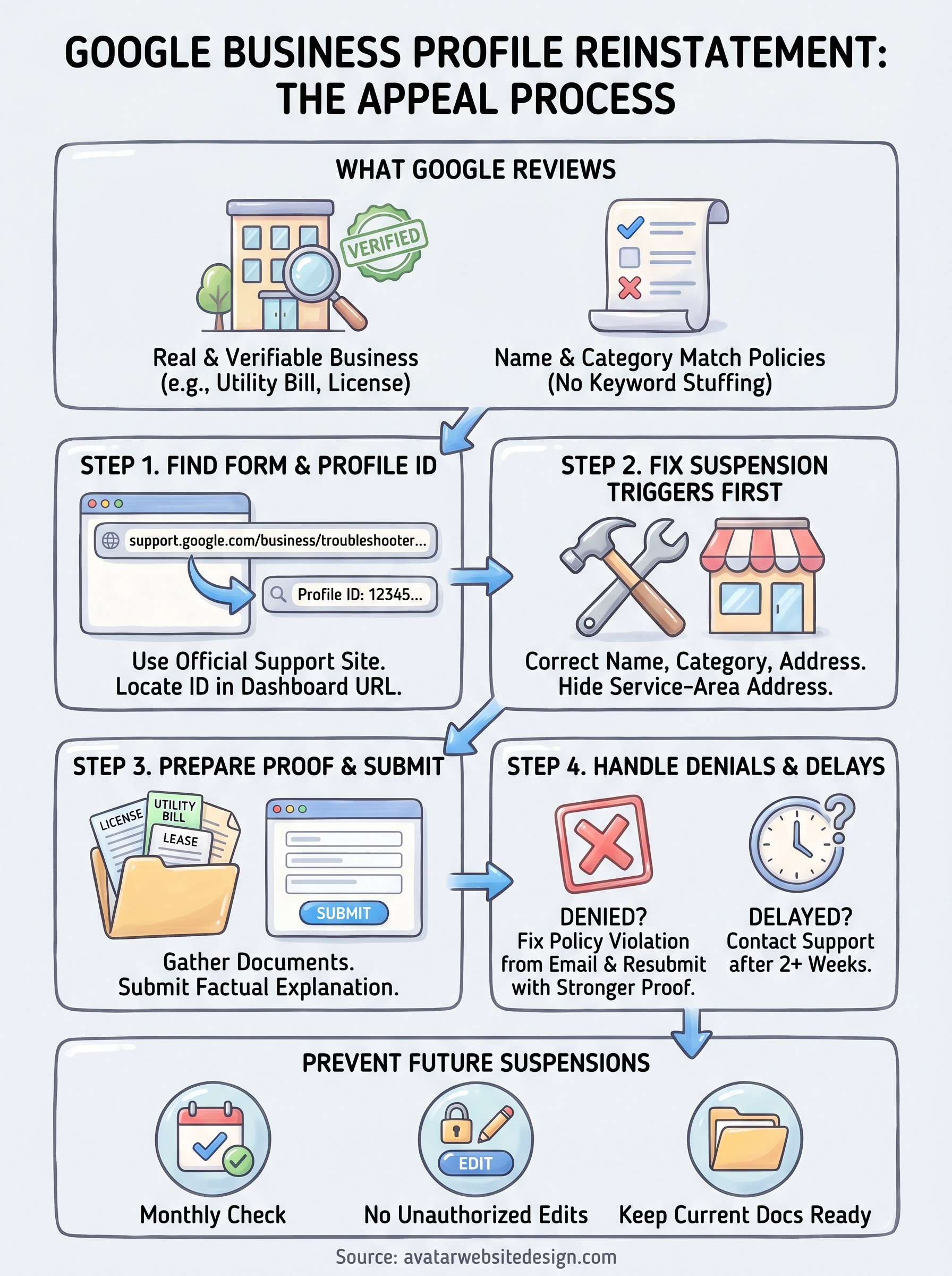 google business profile reinstatement form infographic