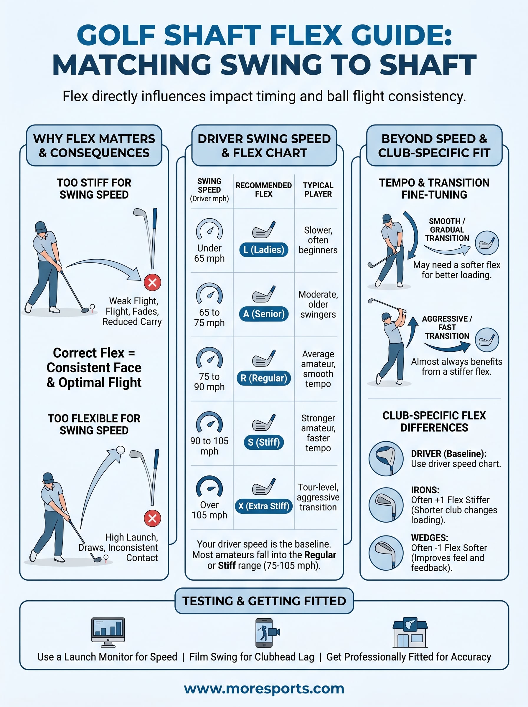 golf shaft flex guide infographic