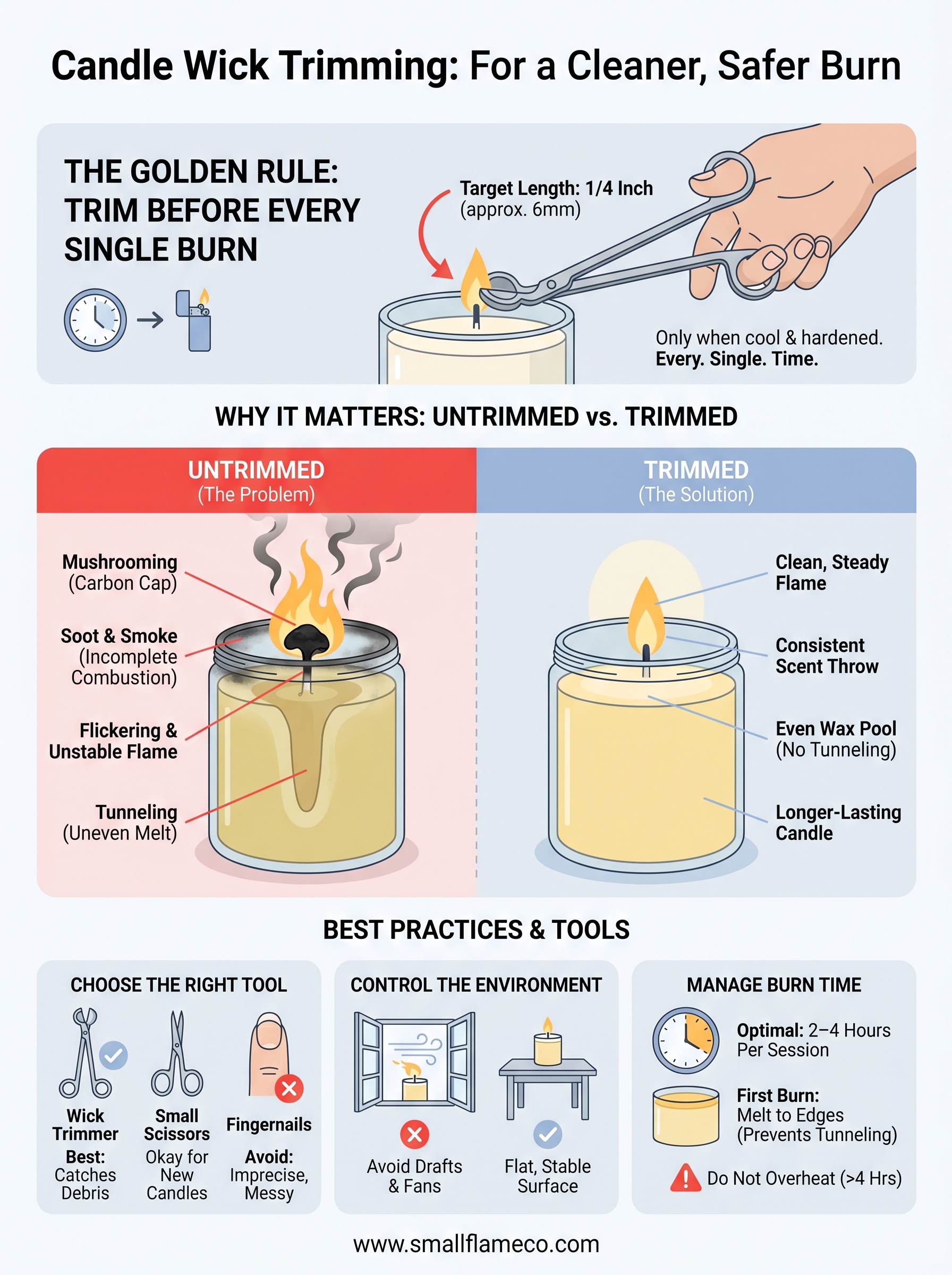 how often to trim candle wick infographic