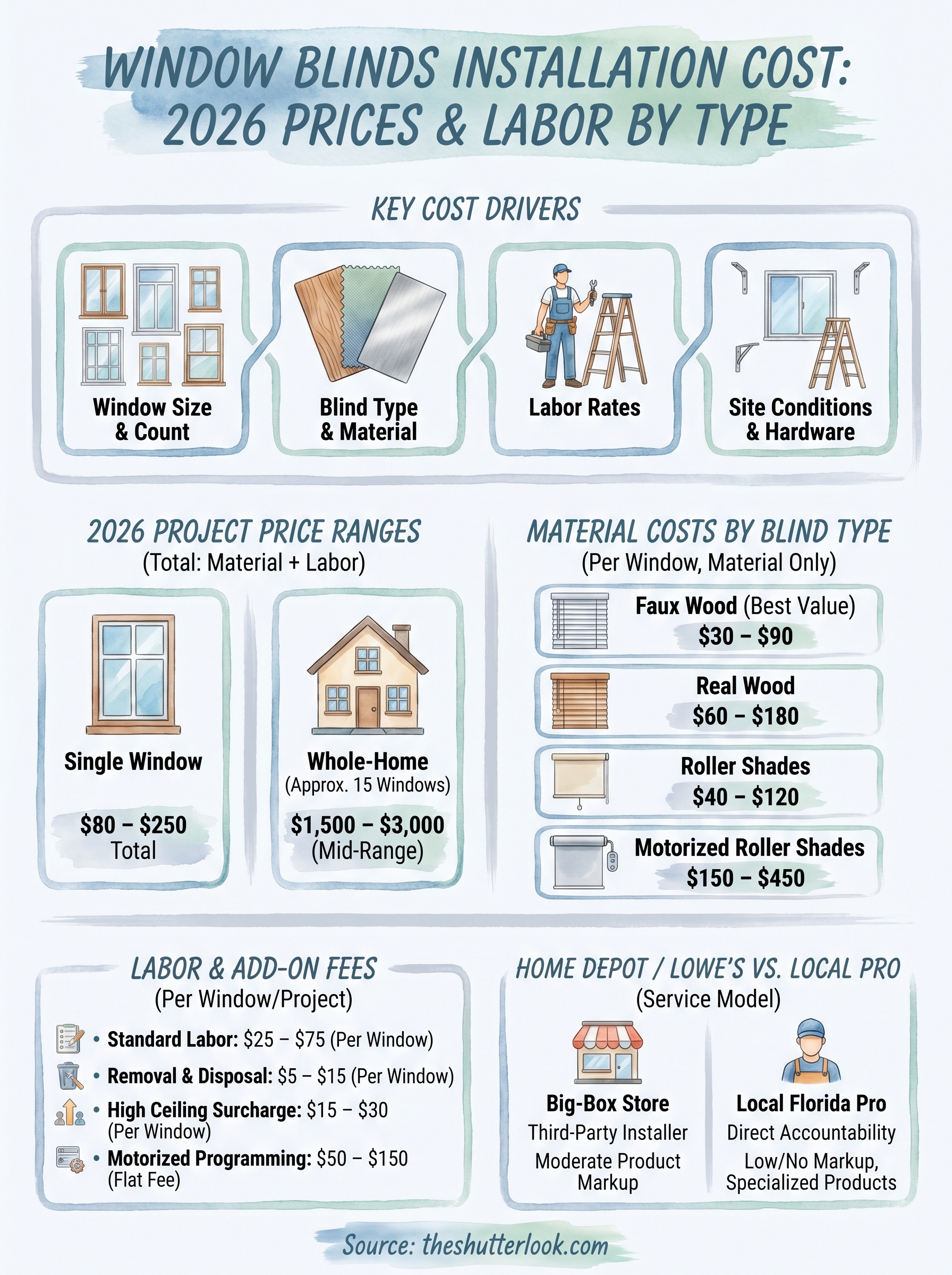window blinds installation cost infographic