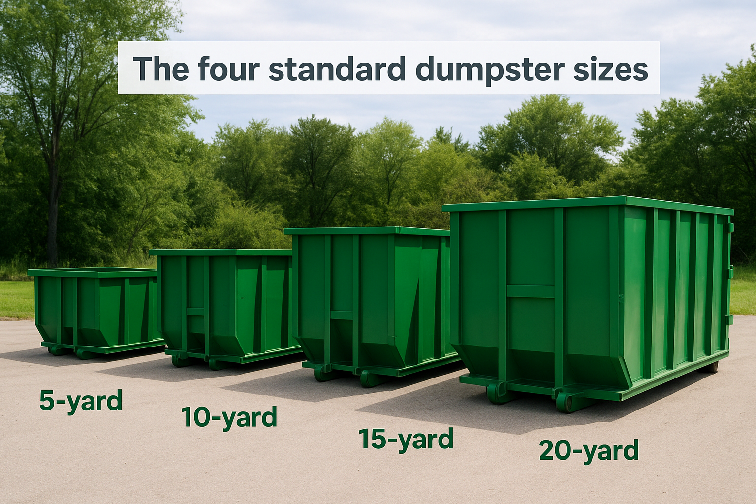 The four standard dumpster sizes