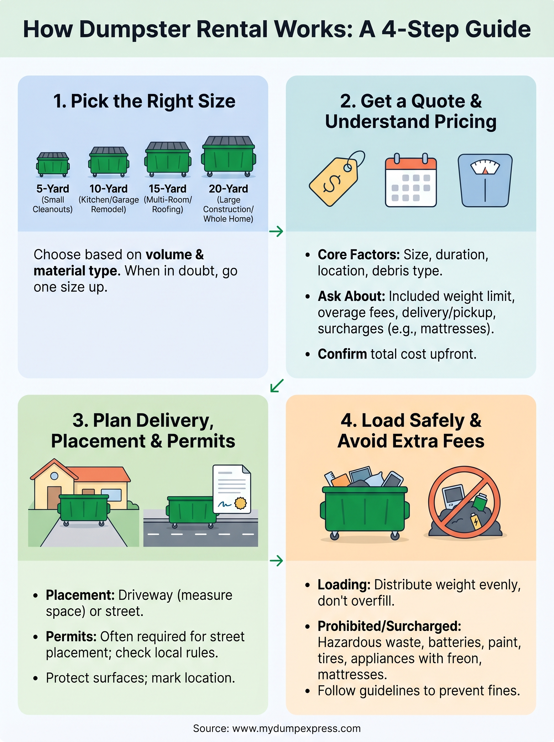 how does dumpster rental work infographic