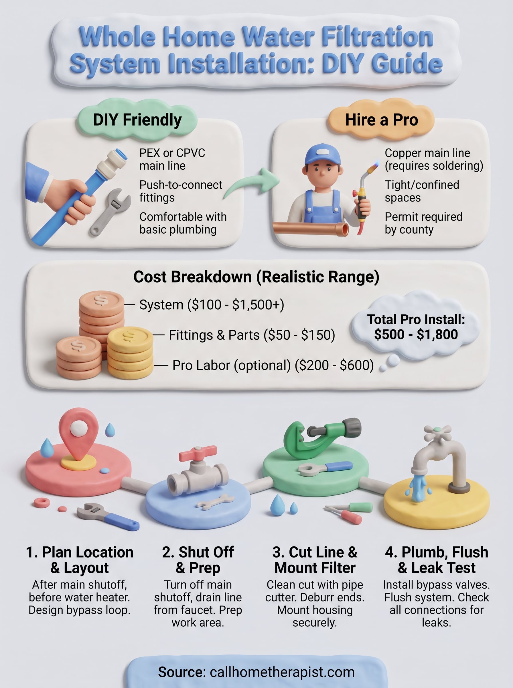 whole home water filtration system installation infographic